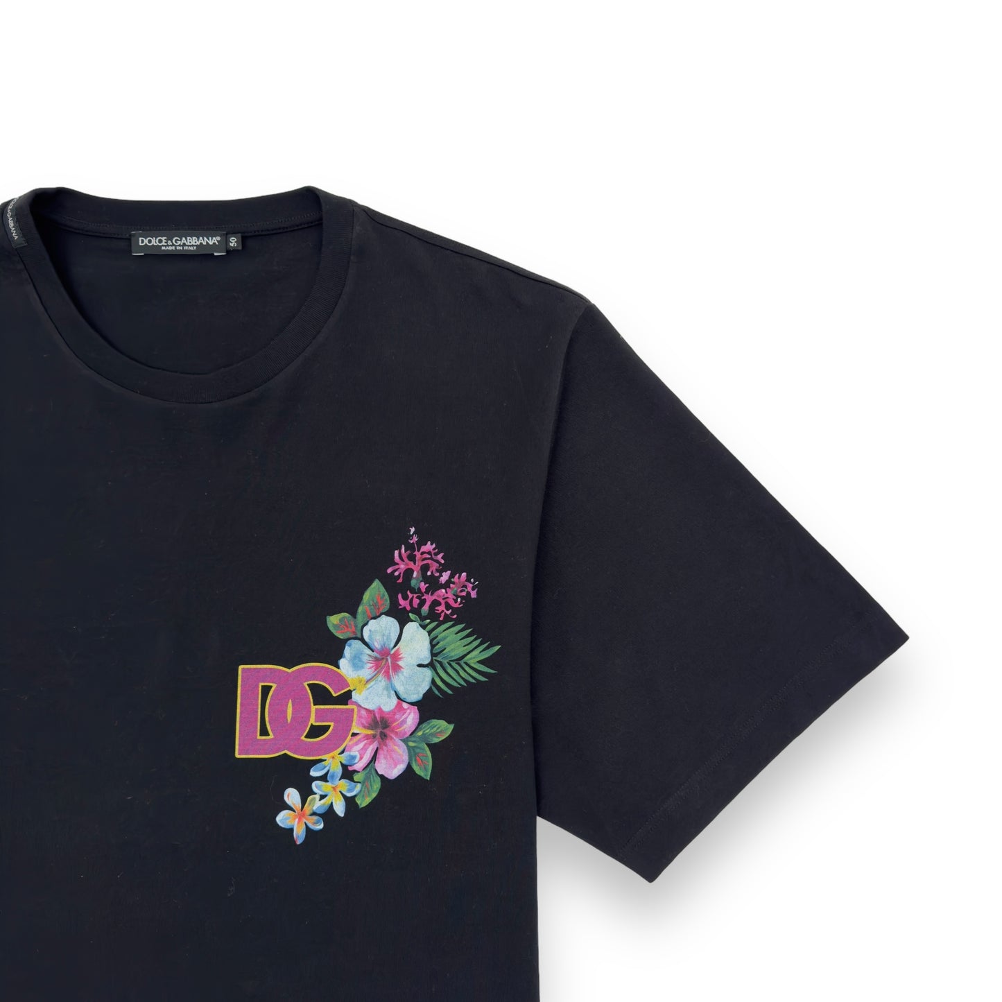 DOLCE&GABBANA FLORAL PRINT T-SHIRT BLACK L