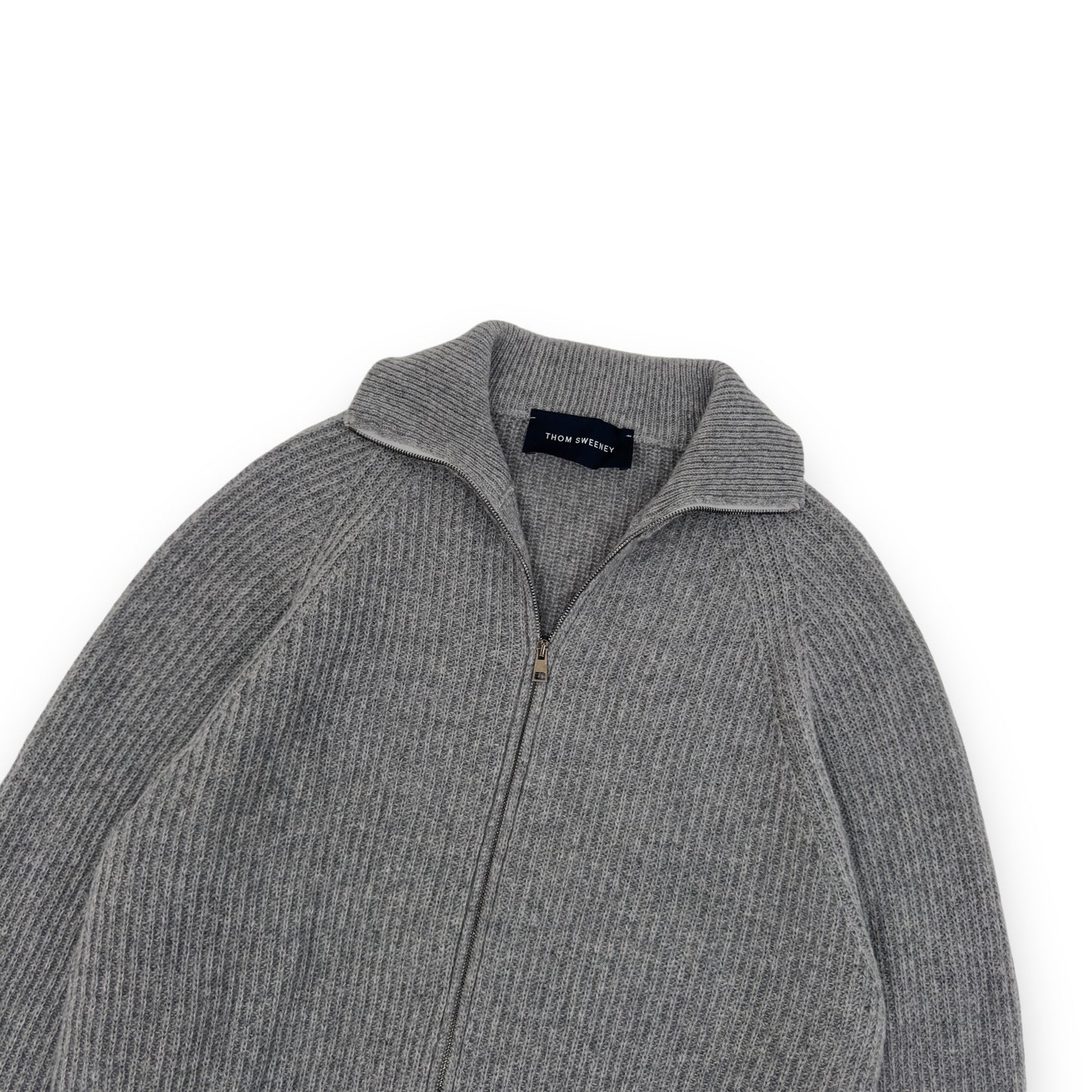 THOM SWEENEY CASHMERE ZIP-THROUGH SWEATER GREY L