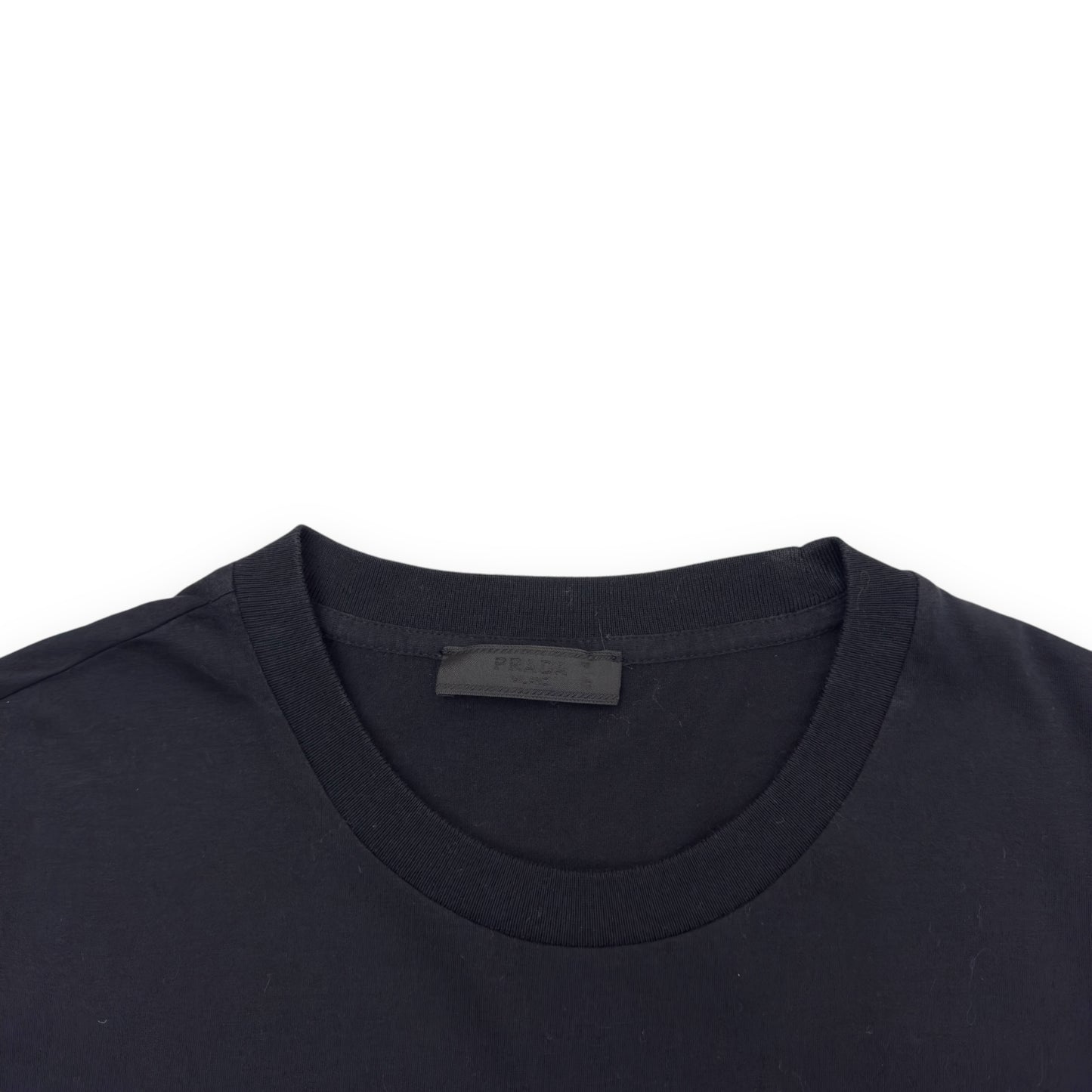 PRADA CHEST LOGO COTTON T-SHIRT BLACK M