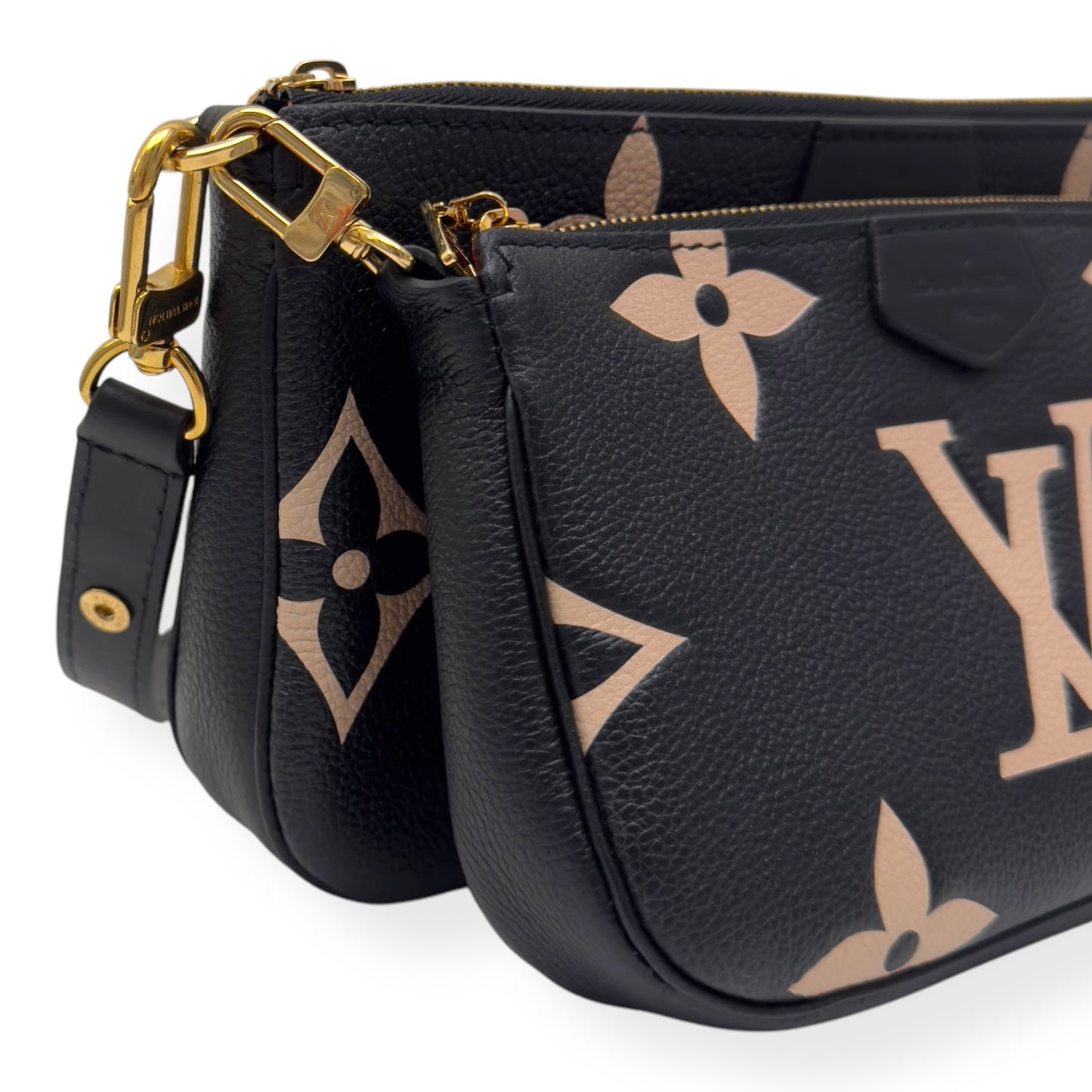 LOUIS VUITTON MULTI POUCHETTE ACCESSORIES MONOGRAM EMPREINTE LEATHER BAG BLACK / CREAM