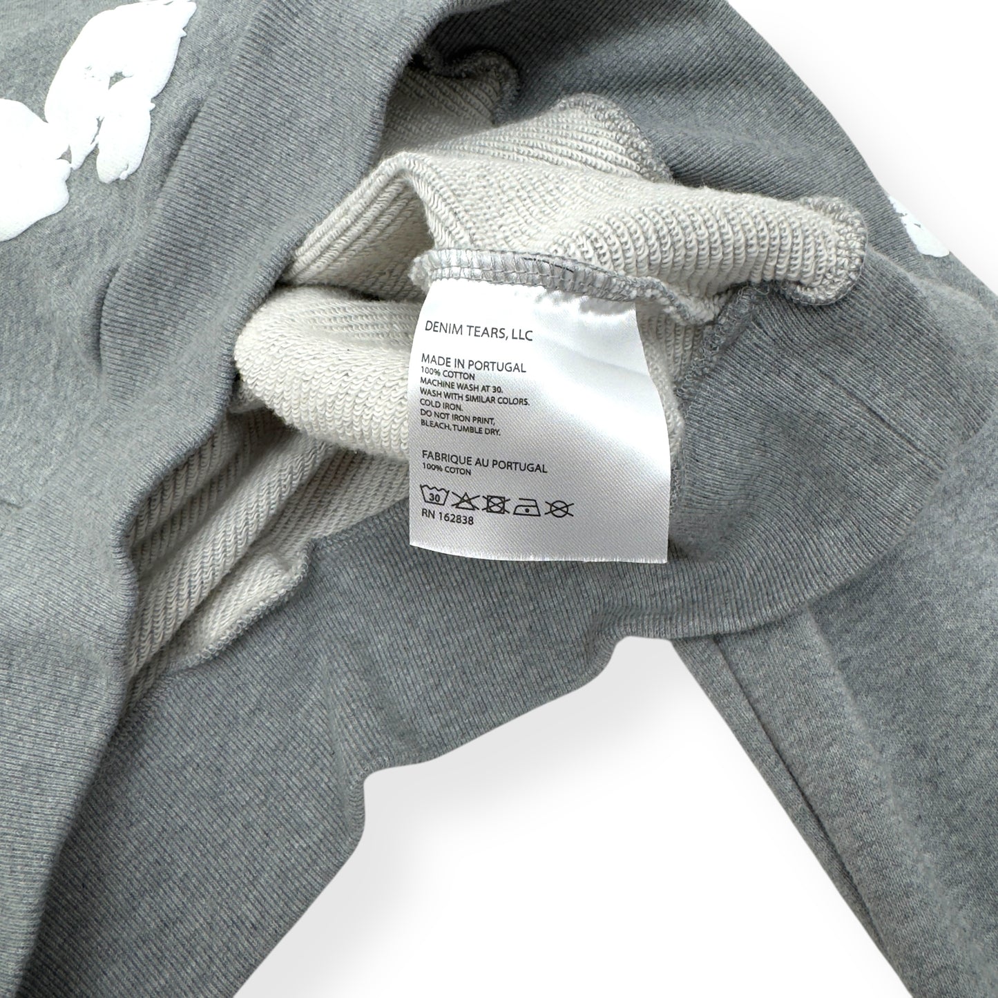 DENIM TEARS THE COTTON WREATH HOODIE GREY / WHITE L