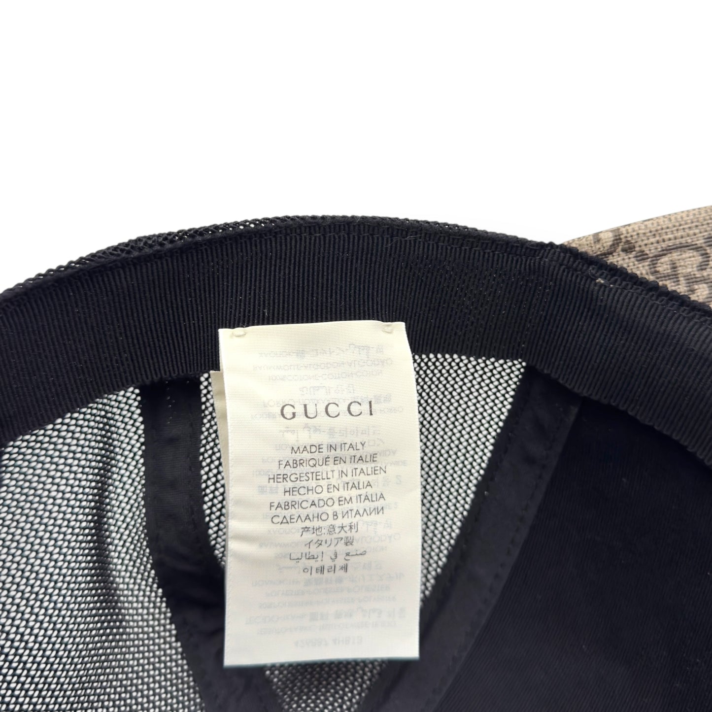 GUCCI TIGER PRINT GG SUPREME BASEBALL CAP BEIGE / BLACK O/S