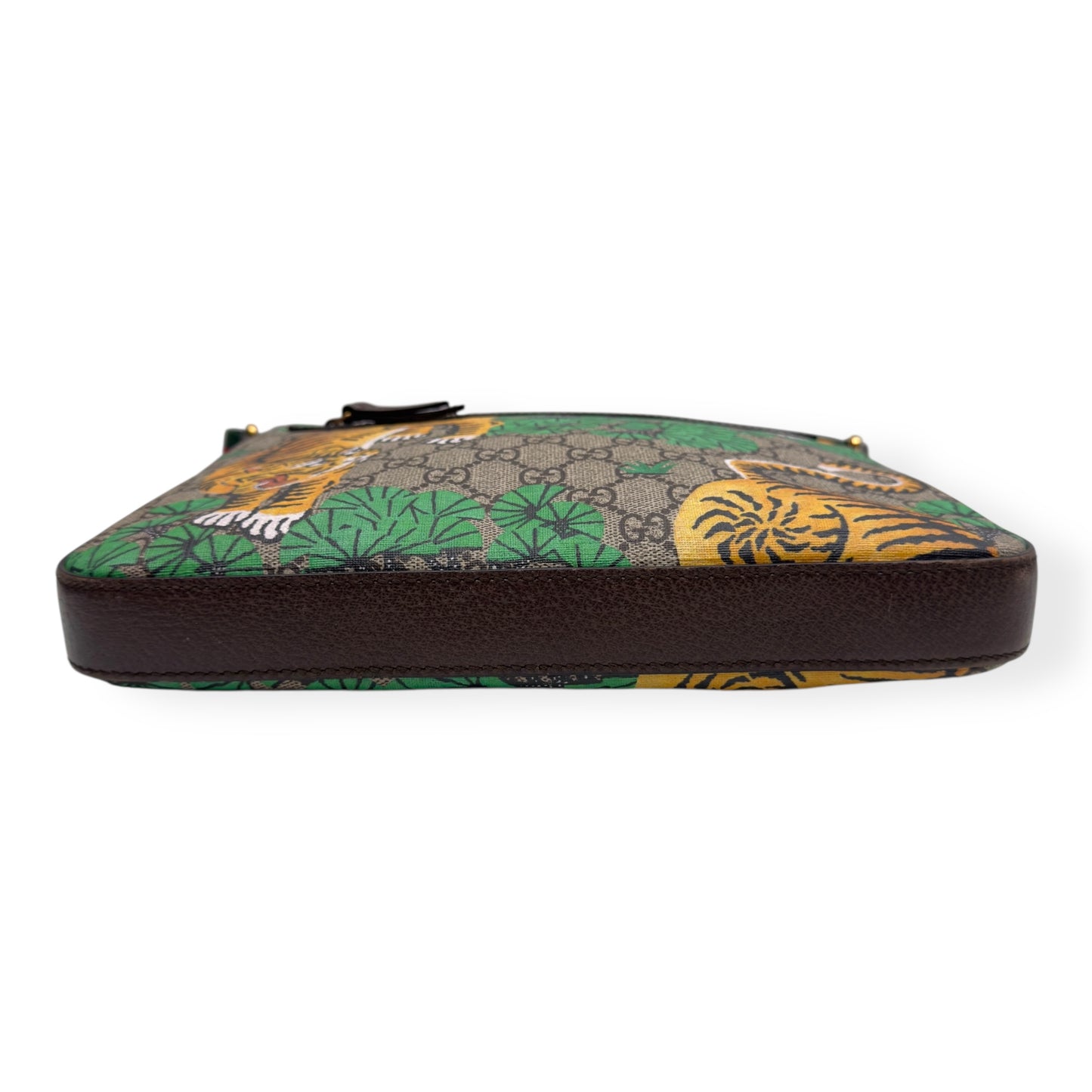 GUCCI BENGAL PRINT FRONT ZIP MESSENGER BAG BEIGE M