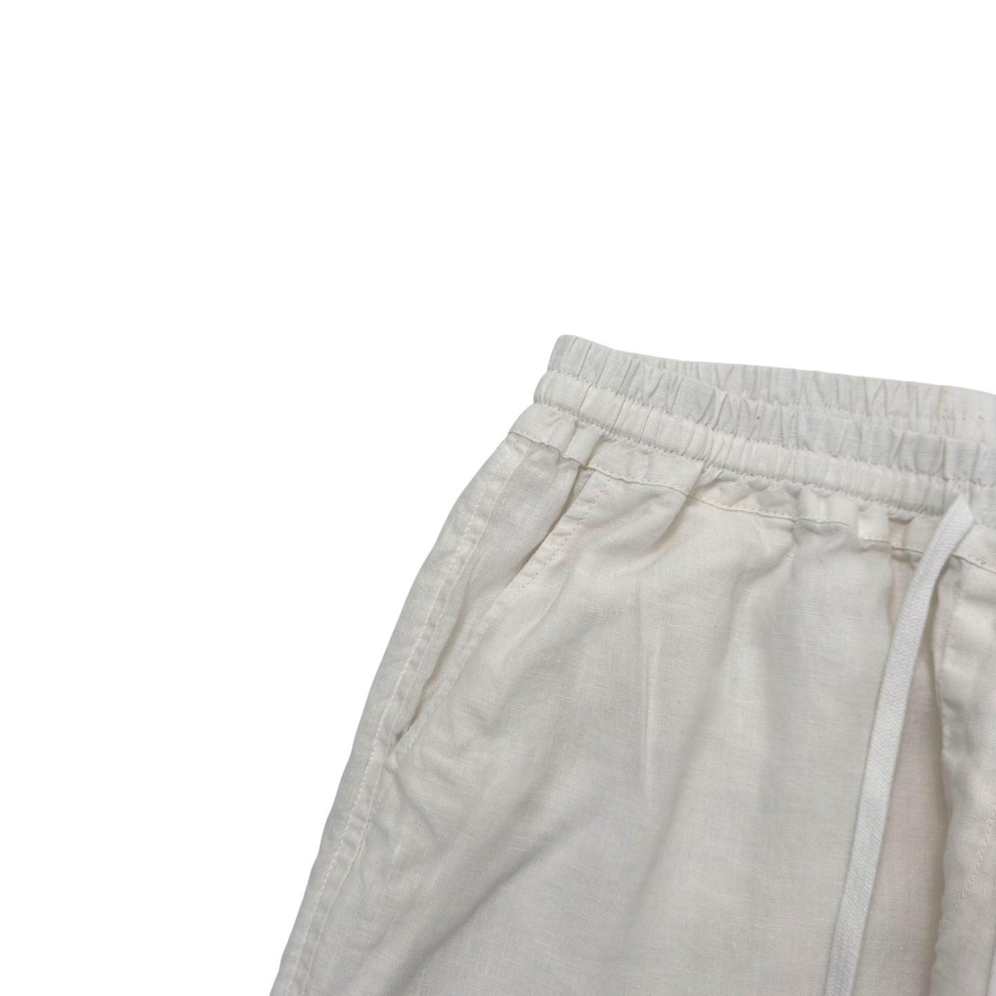 THOM SWEENEY LINEN DRAWSTRING TROUSERS WHITE M