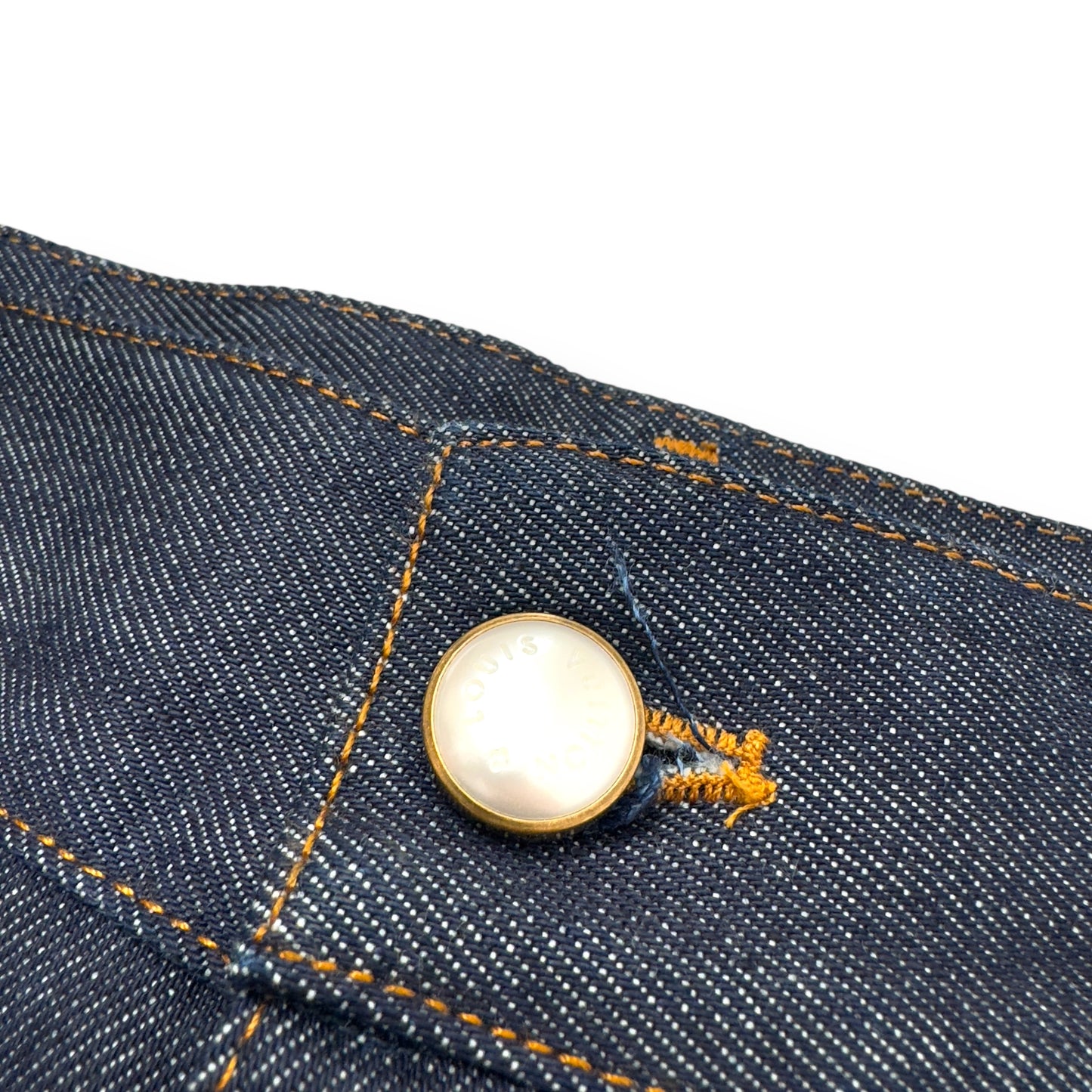 LOUIS VUITTON EMBROIDERED BOOTCUT DENIM TROUSERS INDIGO BLUE W30”