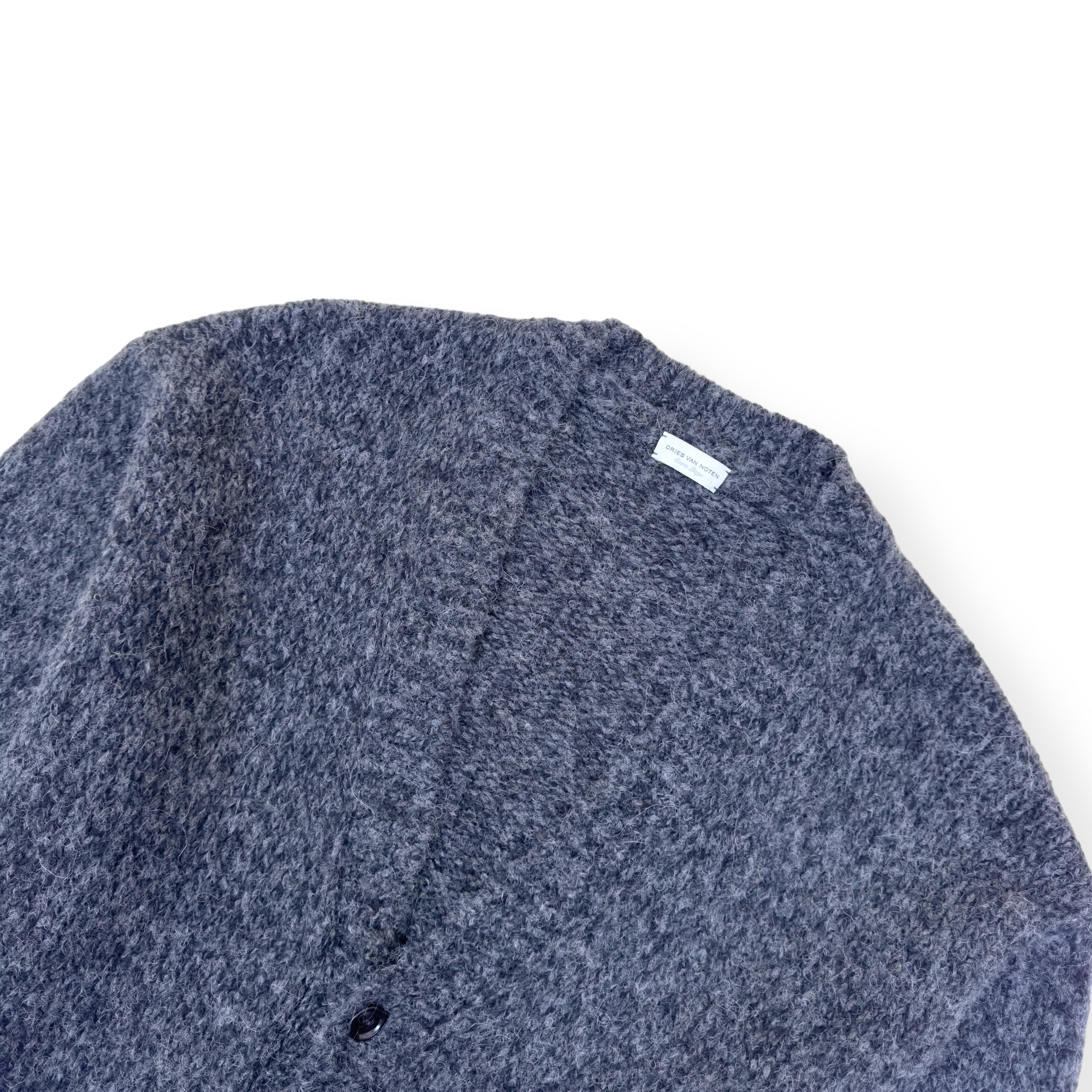 DRIES VAN NOTEN ALPACA / WOOL BLEND CARDIGAN GREY XL