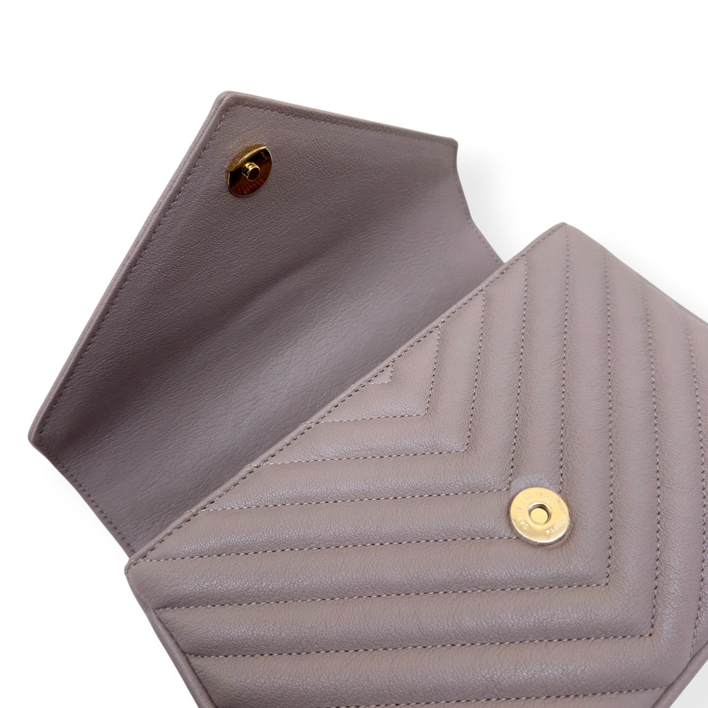 SAINT LAURENT COLLEGE LEATHER SHOULDER BAG BEIGE M