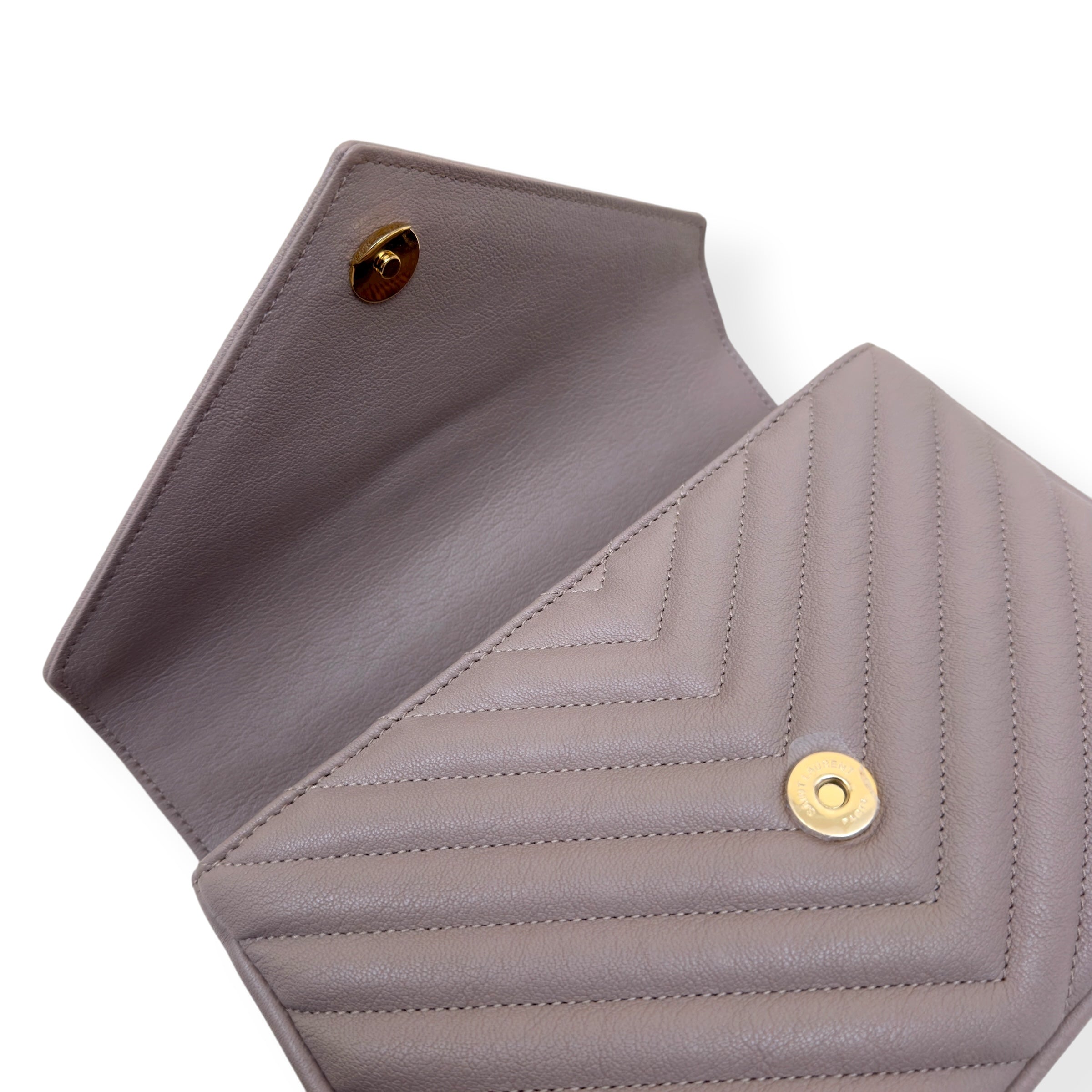 SAINT LAURENT COLLEGE LEATHER SHOULDER BAG BEIGE M