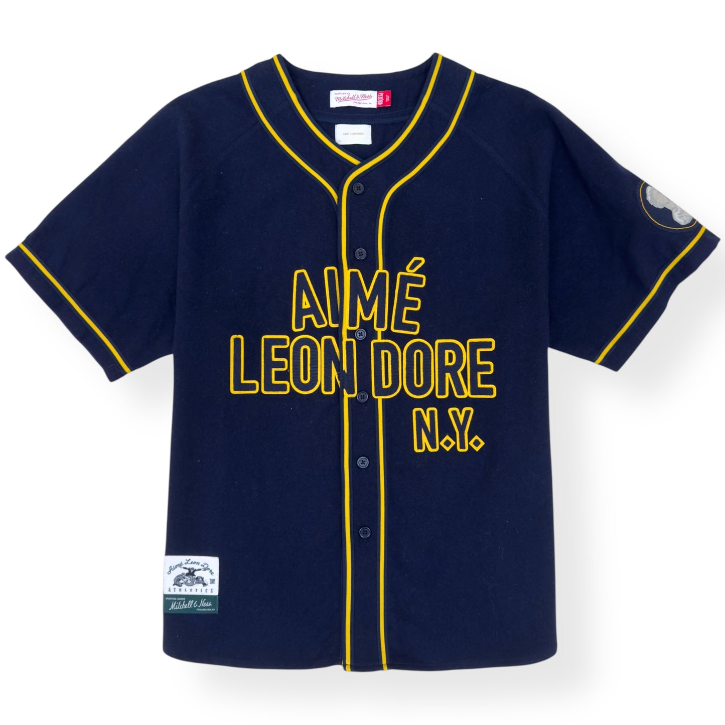 AIMÈ LEON DORE X MITCHELL & NESS TEAM BASEBALL JERSEY NAVY / YELLOW XL