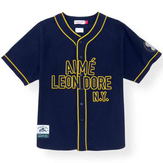 AIMÈ LEON DORE X MITCHELL & NESS TEAM BASEBALL JERSEY NAVY / YELLOW XL