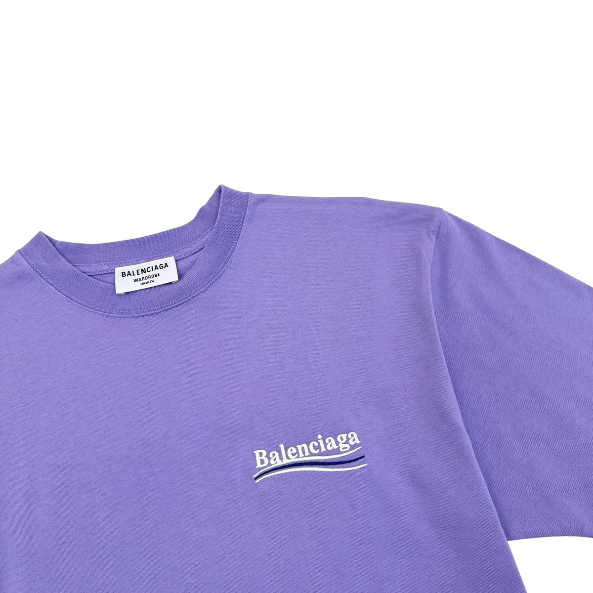 BALENCIAGA OVERSIZED POLITICAL LOGO T-SHIRT LAVENDER XXS