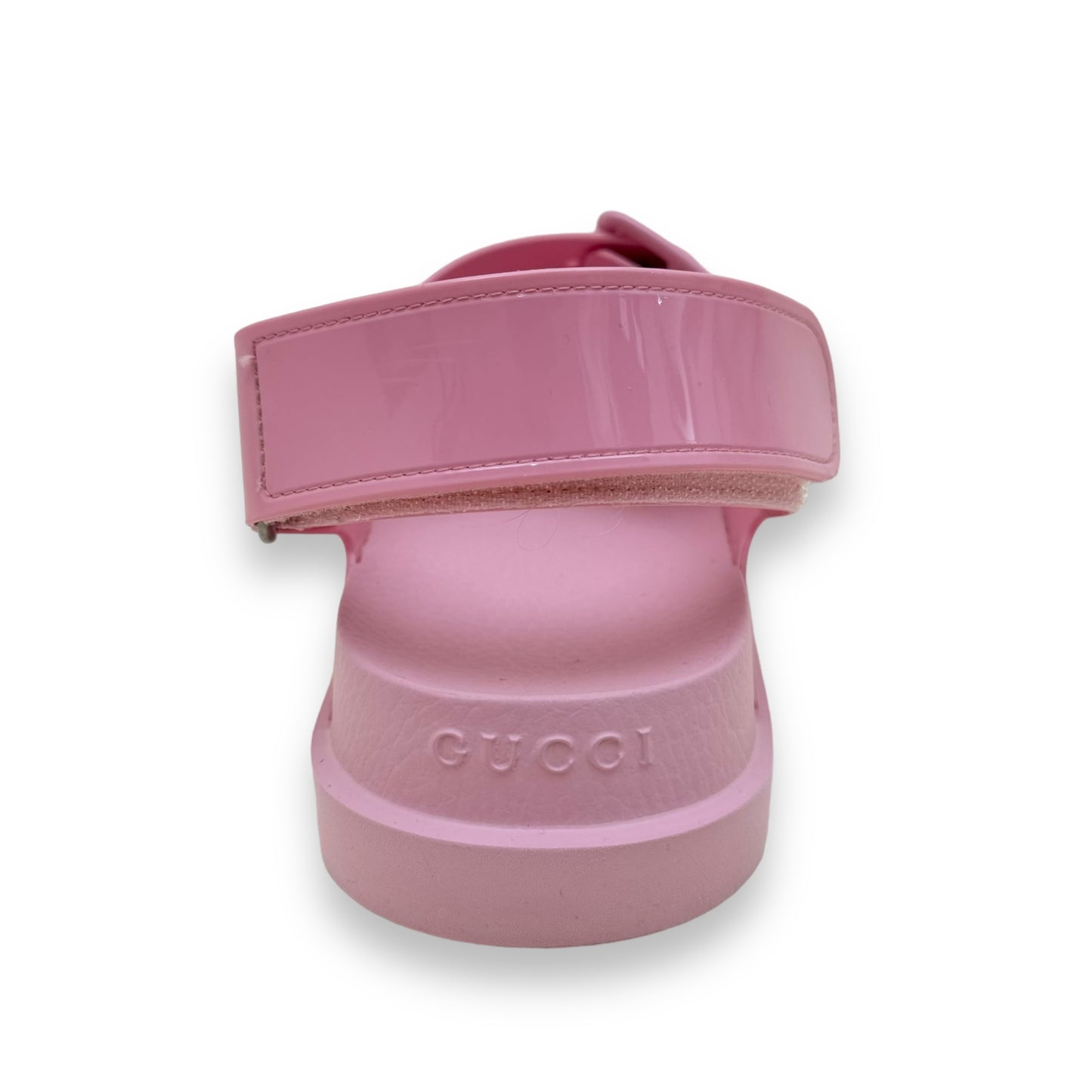 GUCCI LOGO-EMBOSSED RUBBER SANDALS PINK UK5