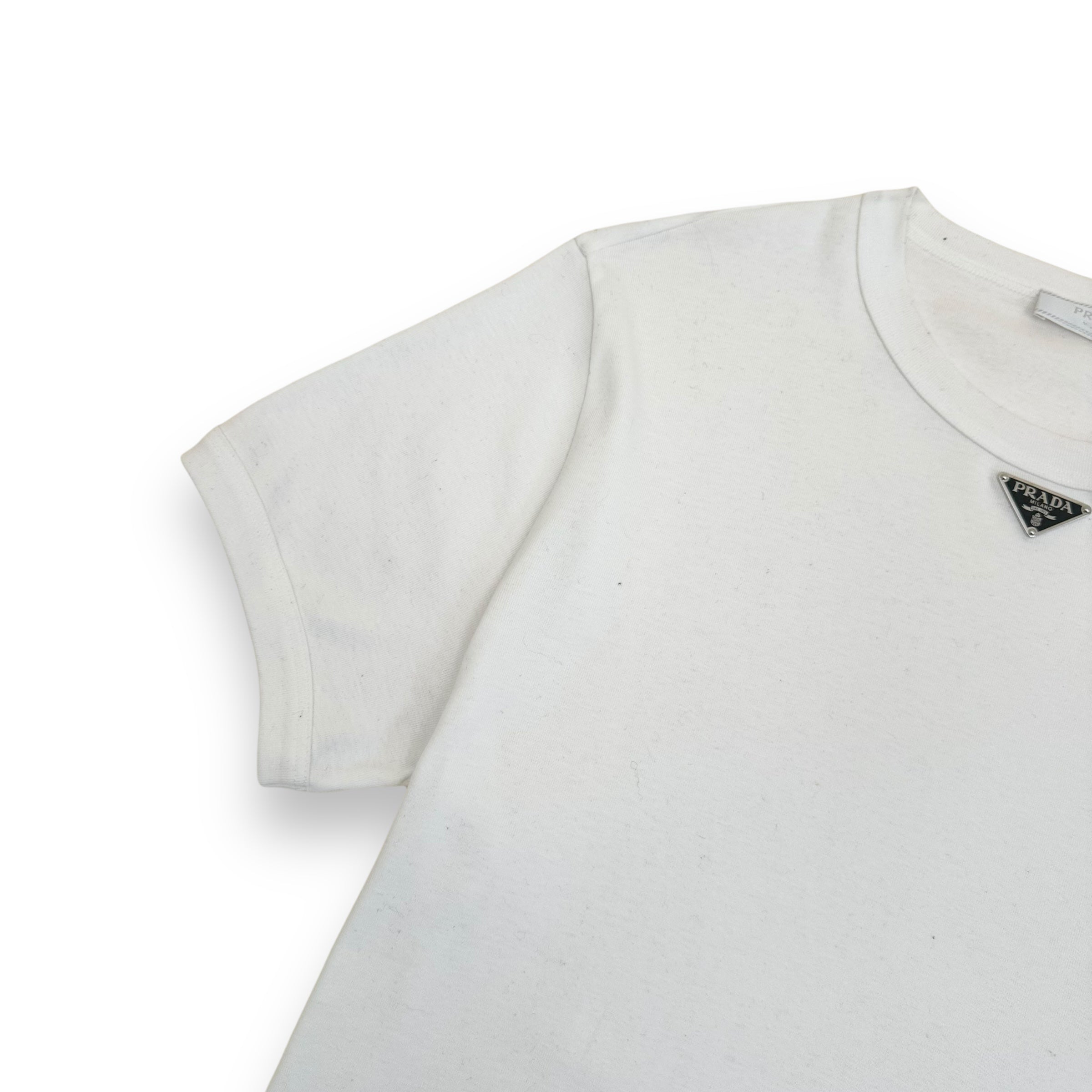 PRADA COTTON TRIANGLE T-SHIRT WHITE XL