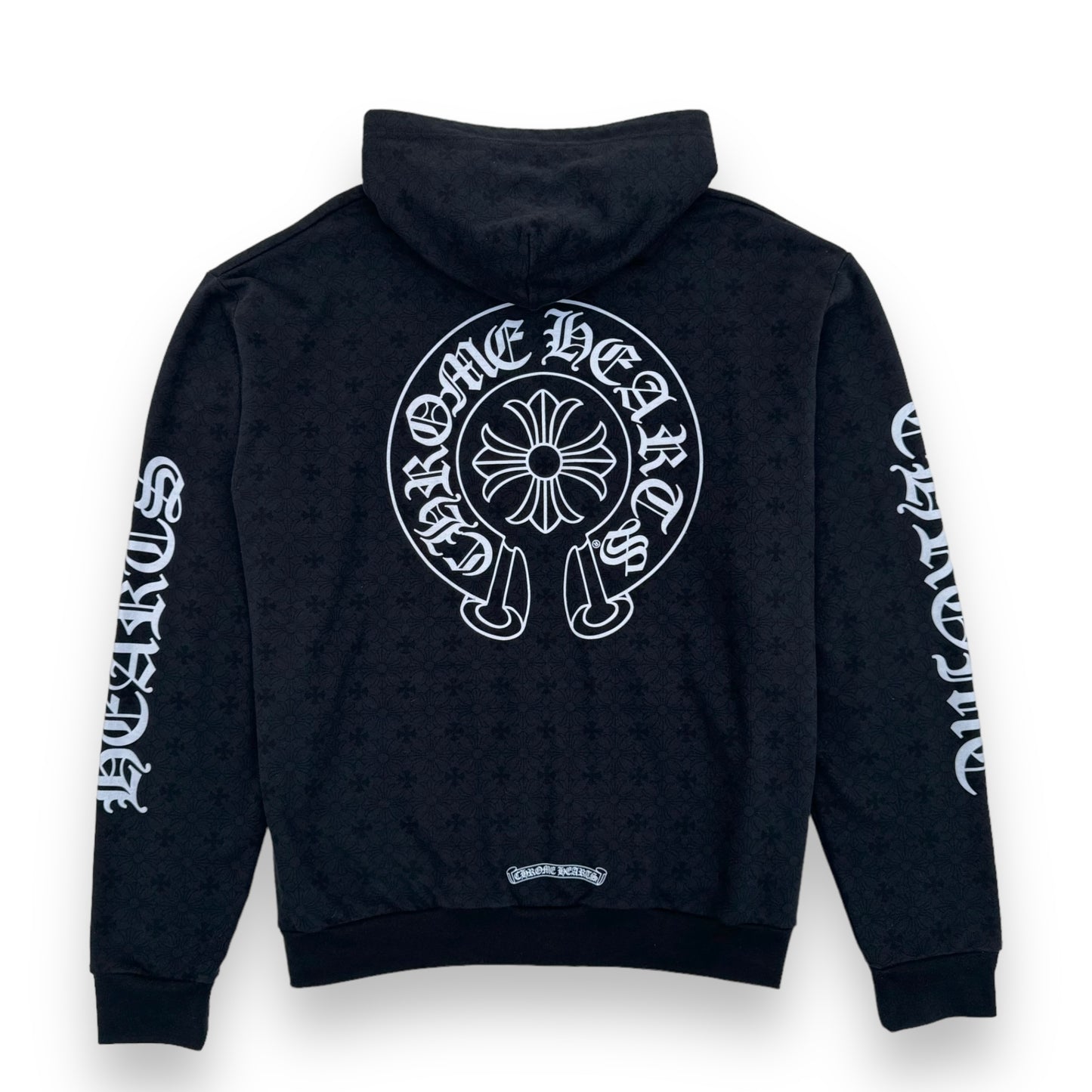 CHROME HEARTS PLUS CROSS ALLOVER PRINT ZIP-UP HOODIE BLACK L