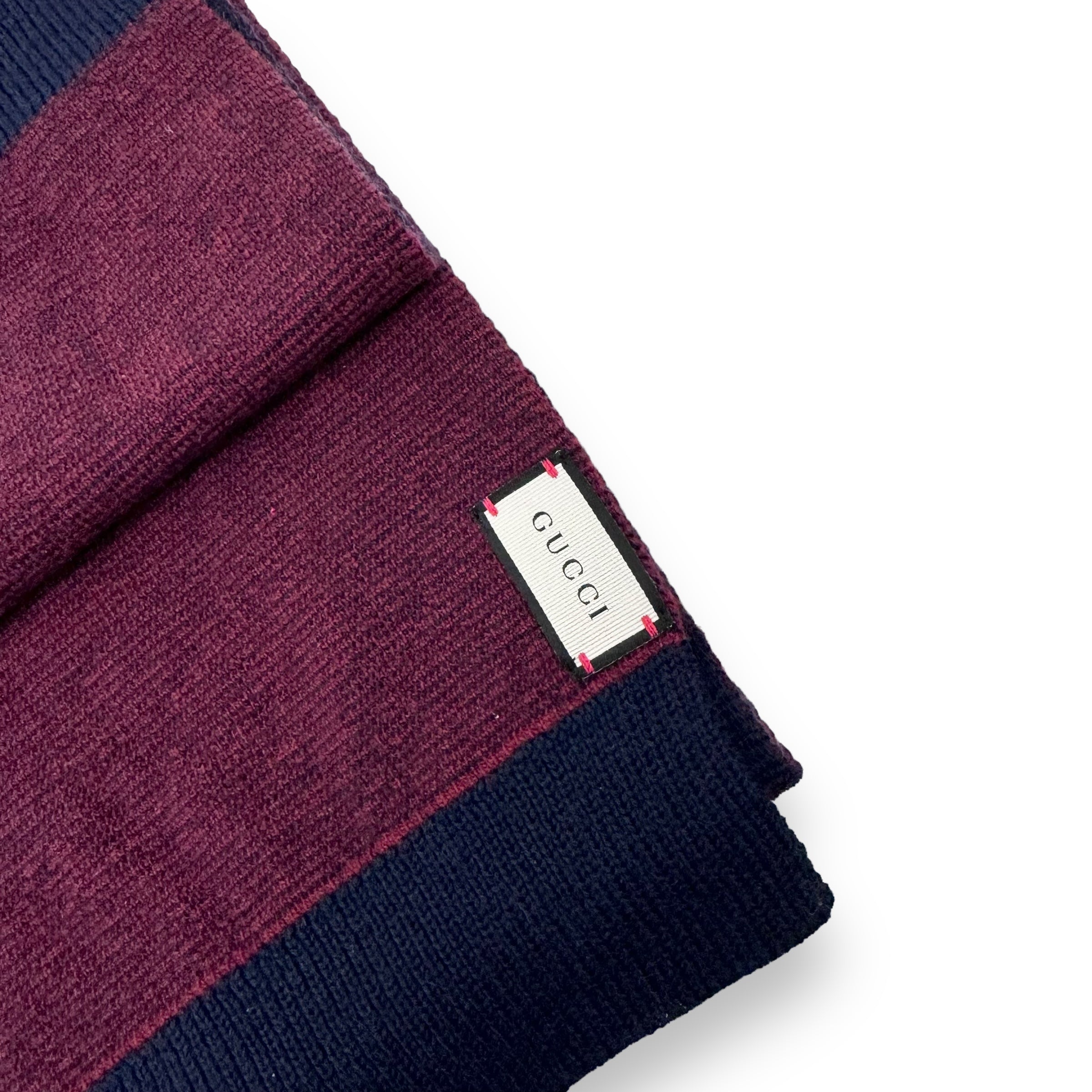 GUCCI GG WOOL SCARF NAVY / RED O/S