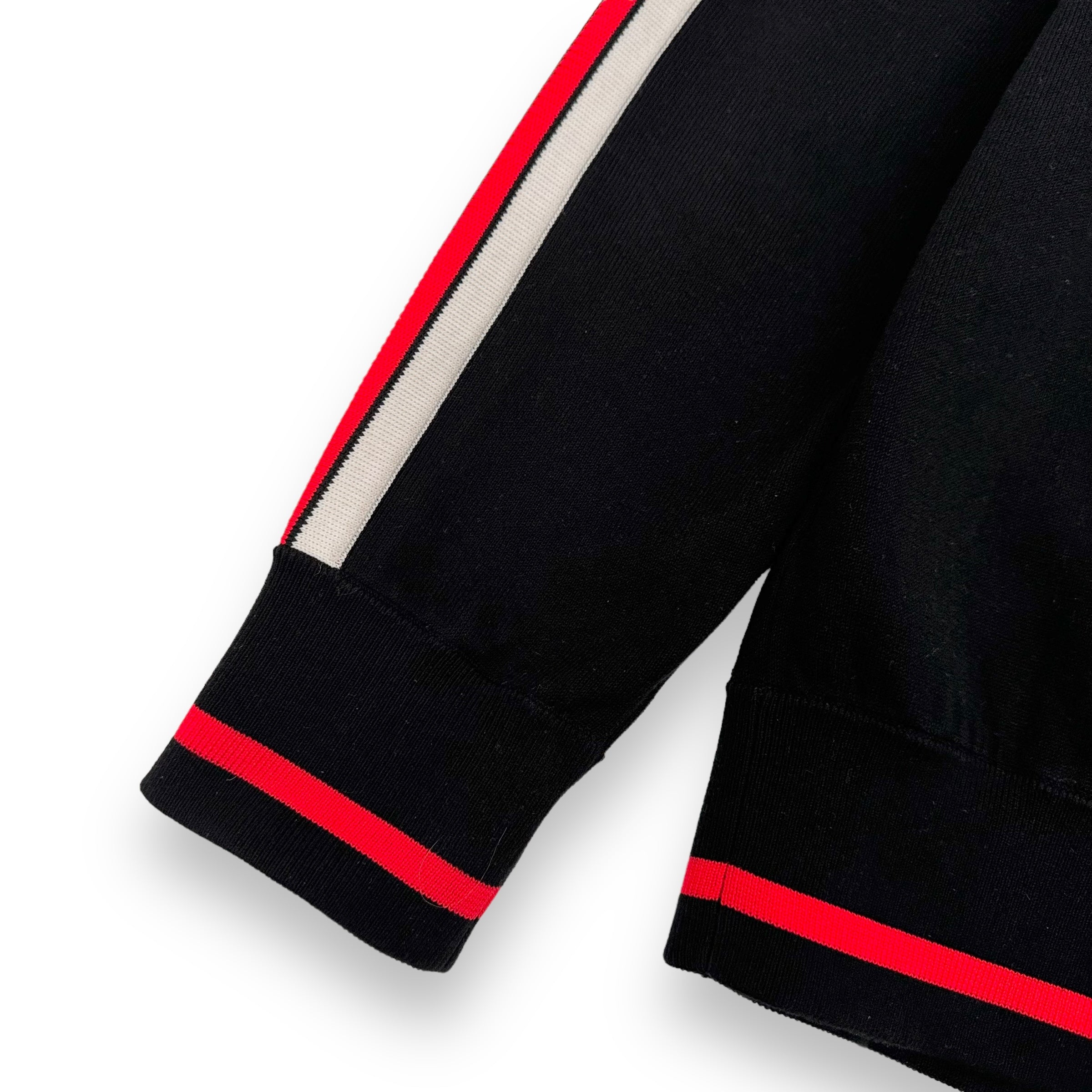 GIVENCHY KNITTED WOOL LOGO EMBROIDERED BOMBER JACKET BLACK / RED L