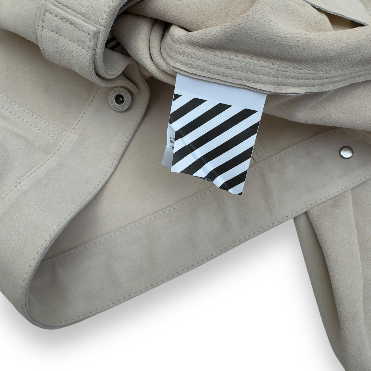 OFF-WHITE TAFT POINT LEATHER JACKET SAND / BLACK L