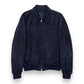 THOM SWEENEY BESPOKE SUEDE COLLARED BOMBER JACKET NAVY M