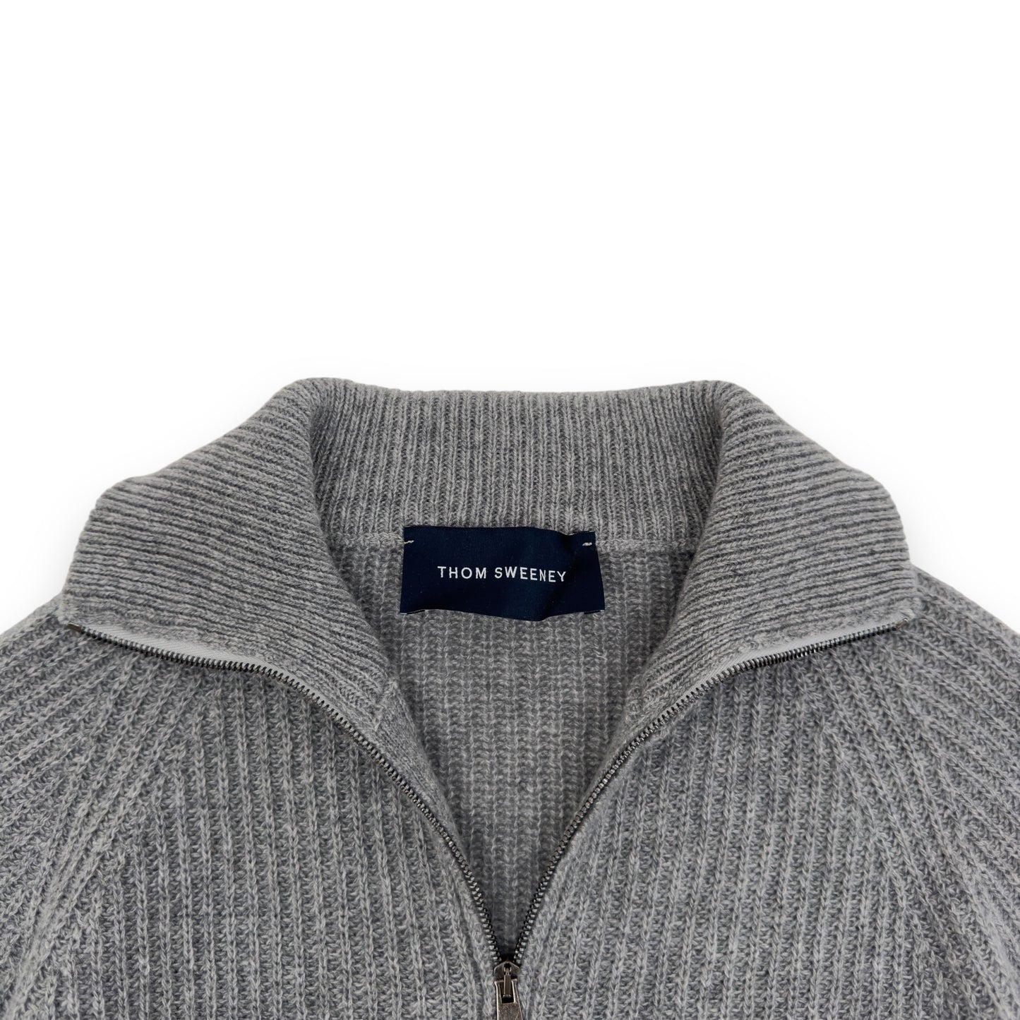 THOM SWEENEY CASHMERE ZIP-THROUGH SWEATER GREY L