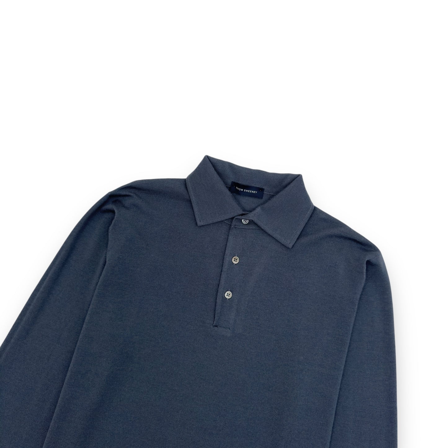 THOM SWEENEY MERINO WOOL POLO SHIRT BLUE L