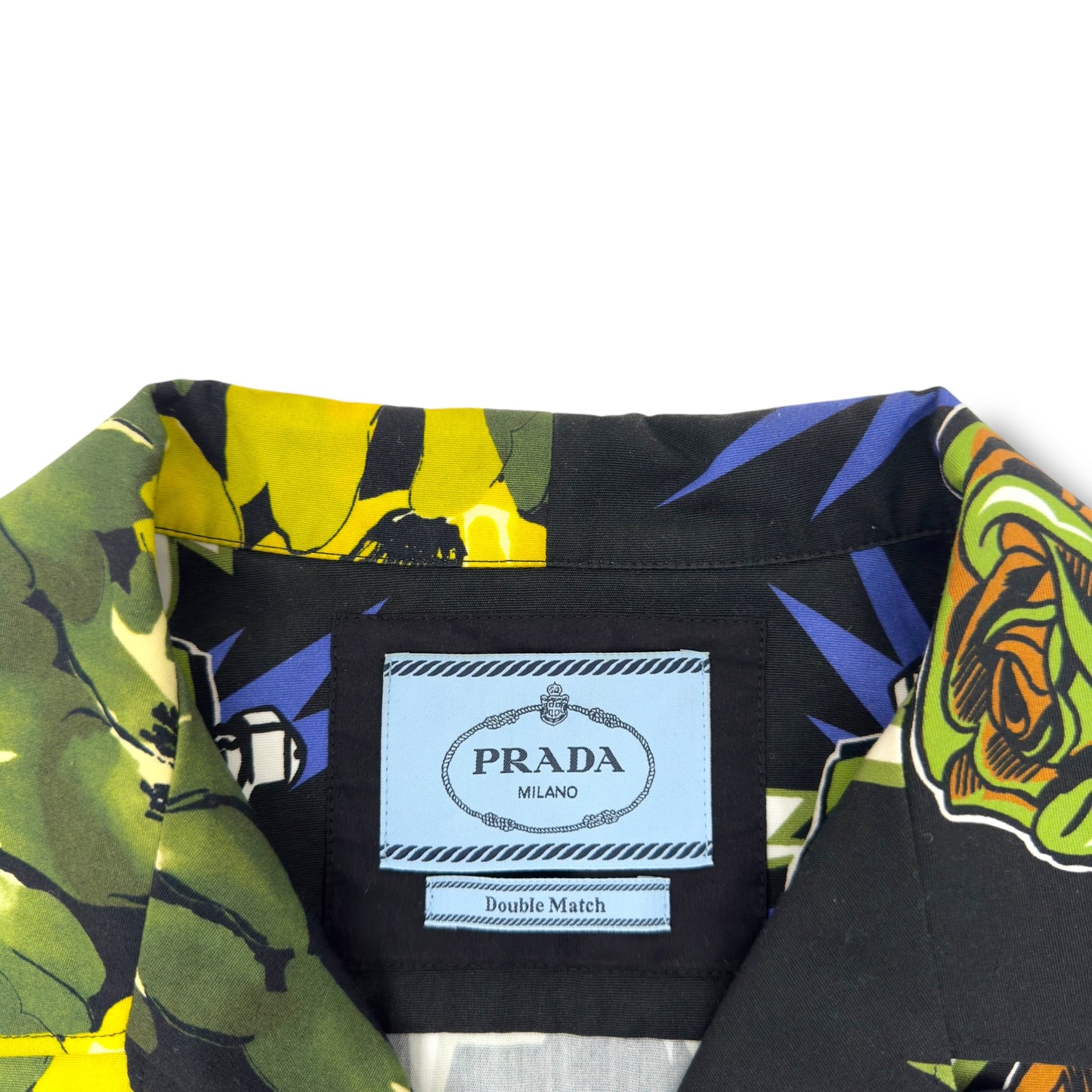 PRADA DOUBLE MATCH BOWLING SHIRT YELLOW / BLACK L