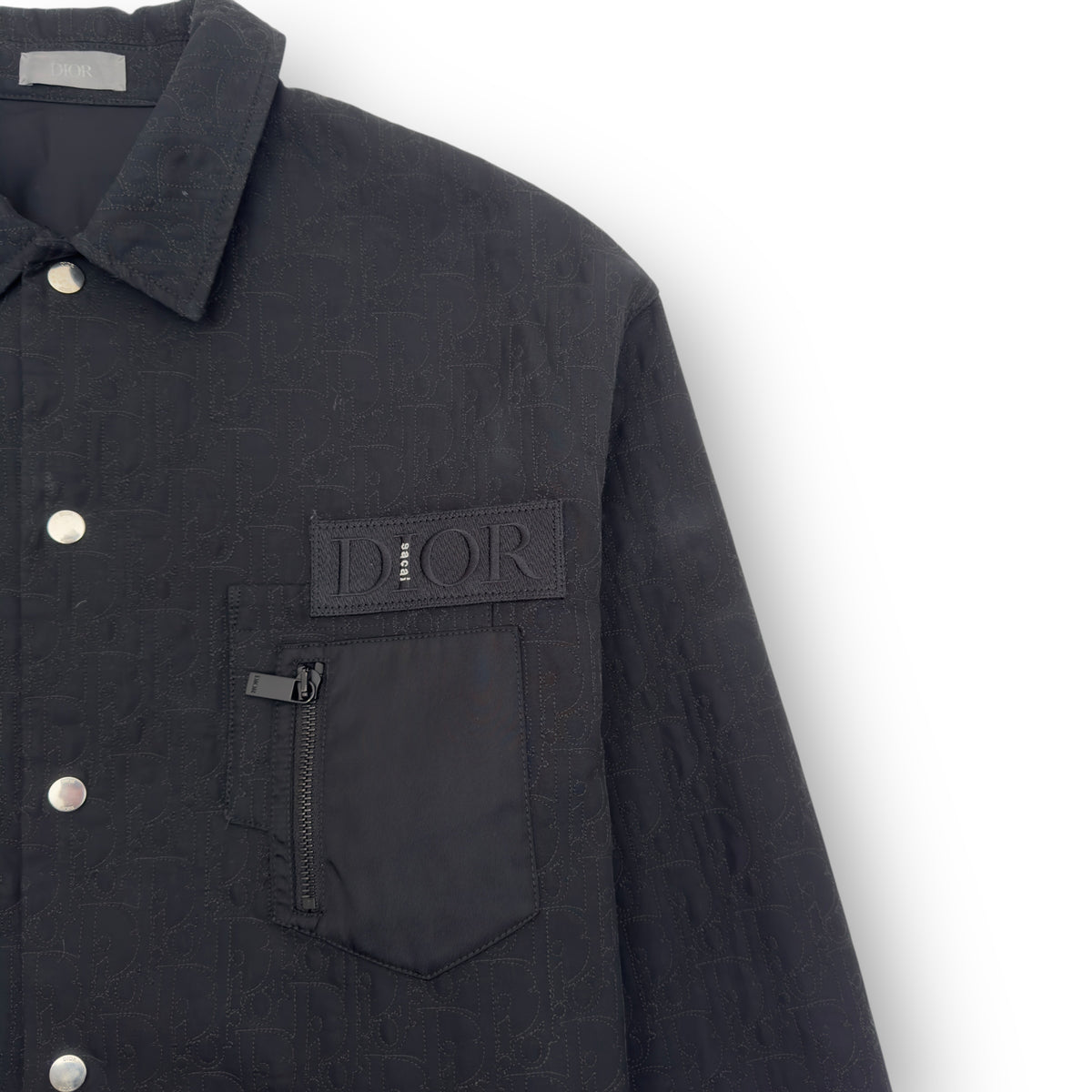 DIOR X SACAI SS22 OBLIQUE OVERSHIRT BLACK 52 / XL