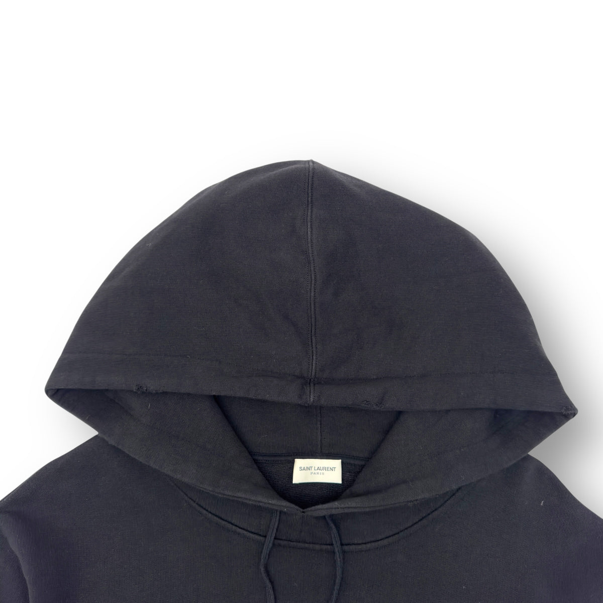 SAINT LAURENT SIGNATURE LOGO PRINT HOODIE BLACK L