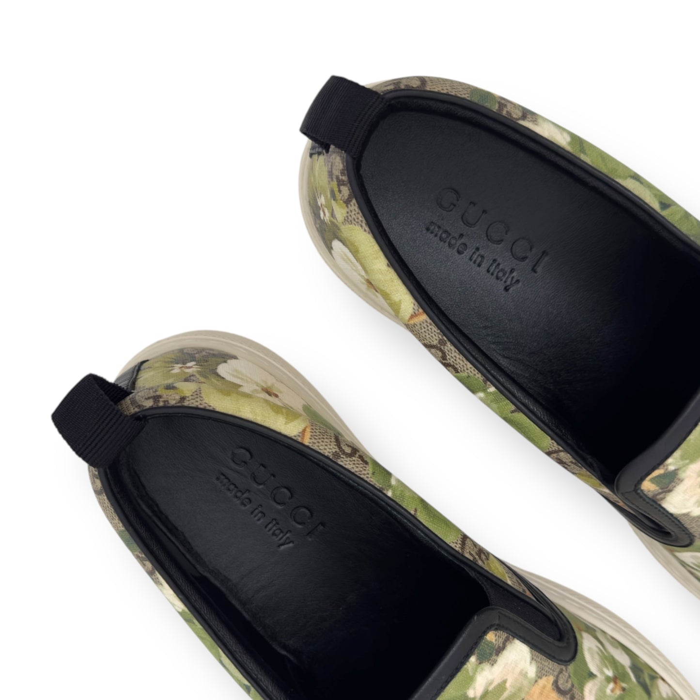 GUCCI GG SUPREME SLIP ON BLOOM SNEAKER GREEN / BEIGE UK7.5 / 41.5