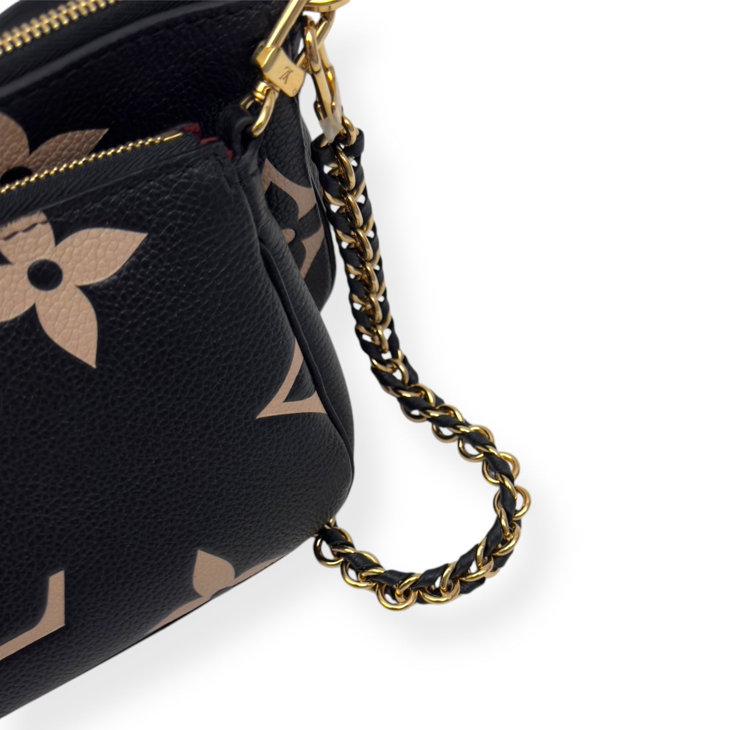 LOUIS VUITTON MULTI POUCHETTE ACCESSORIES MONOGRAM EMPREINTE LEATHER BAG BLACK / CREAM
