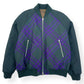 BURBERRY CHECKED REVERSIBLE COTTON-TWILL BOMBER JACKET GREEN / PURPLE XL