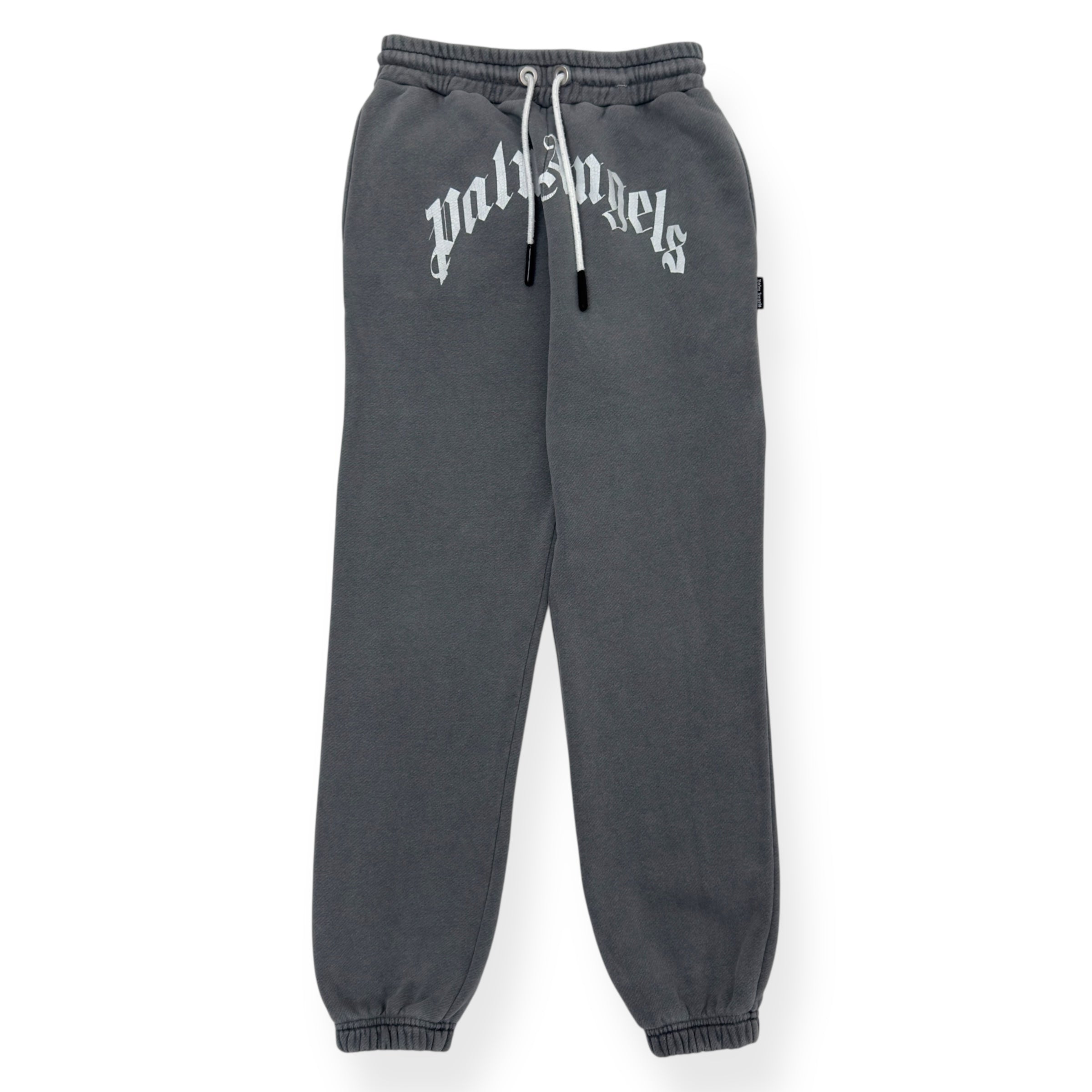 PALM ANGELS CURVED LOGO SWEATPANTS GREY / WHITE S