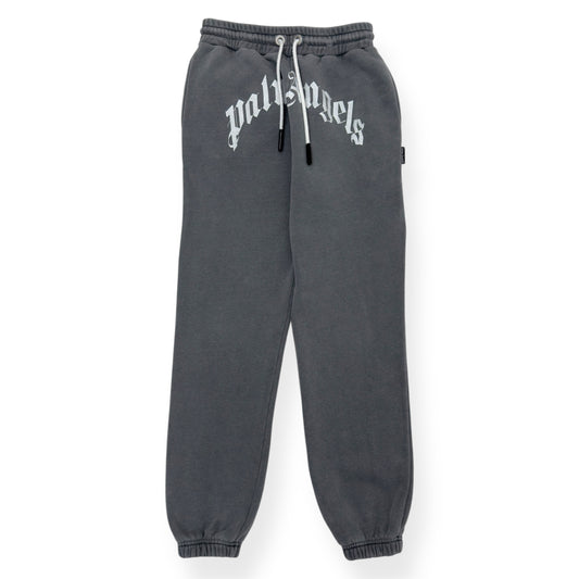 PALM ANGELS CURVED LOGO SWEATPANTS GREY / WHITE S