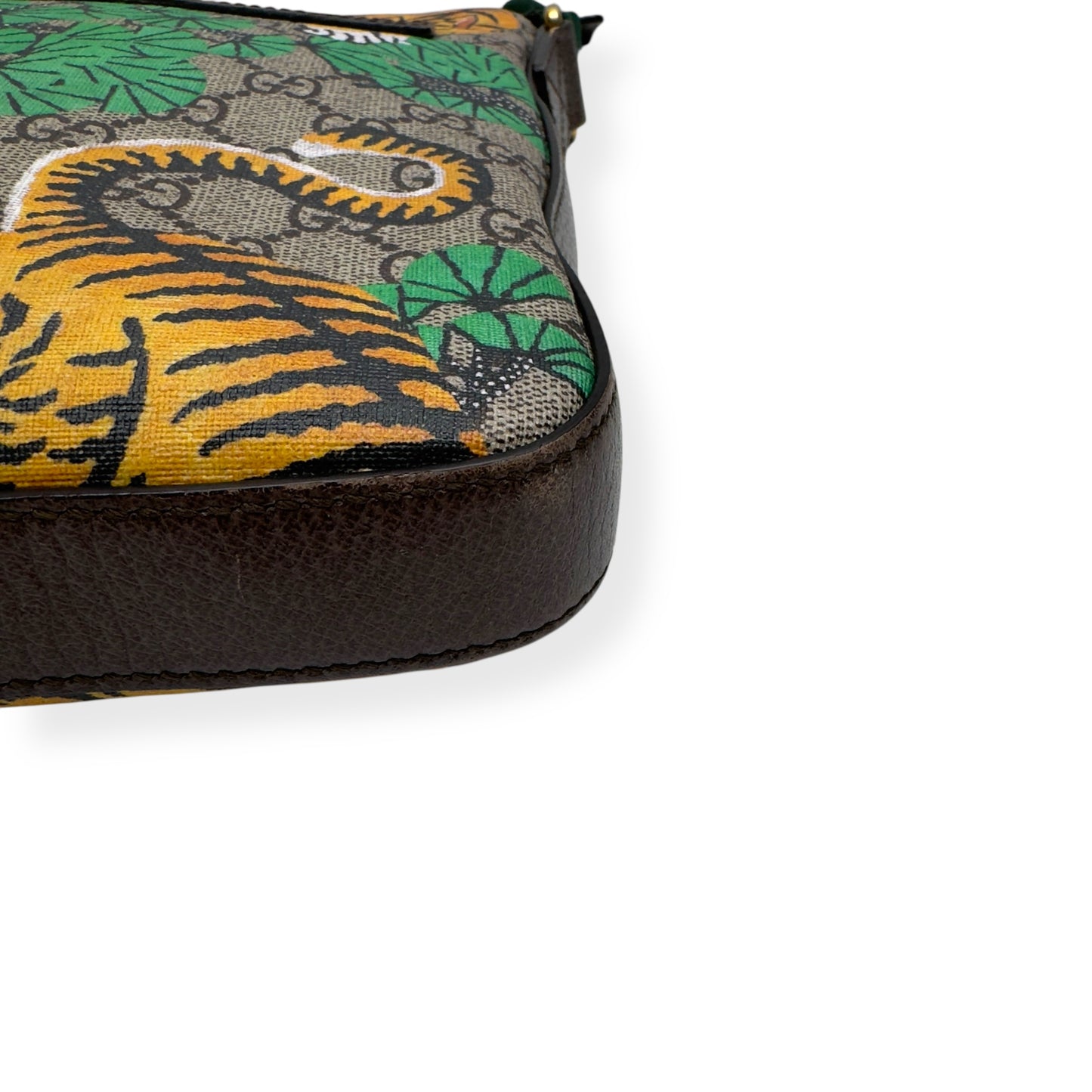 GUCCI BENGAL PRINT FRONT ZIP MESSENGER BAG BEIGE M