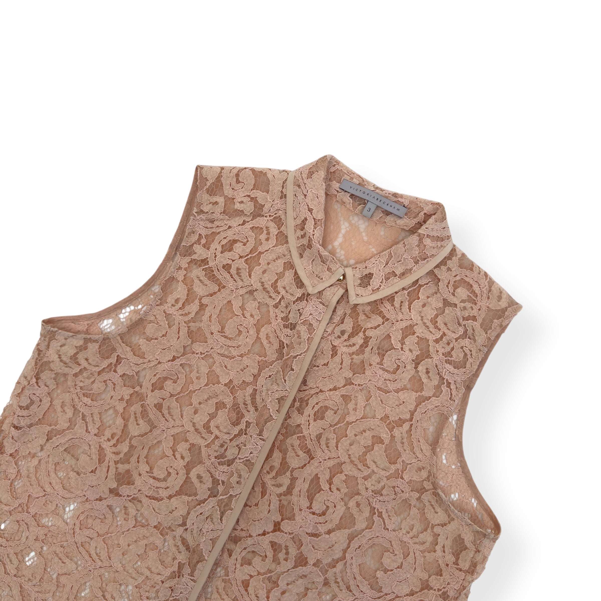 VICTORIA BECKHAM FLORAL-LACE SLEEVELESS TOP PINK 3 / UK12