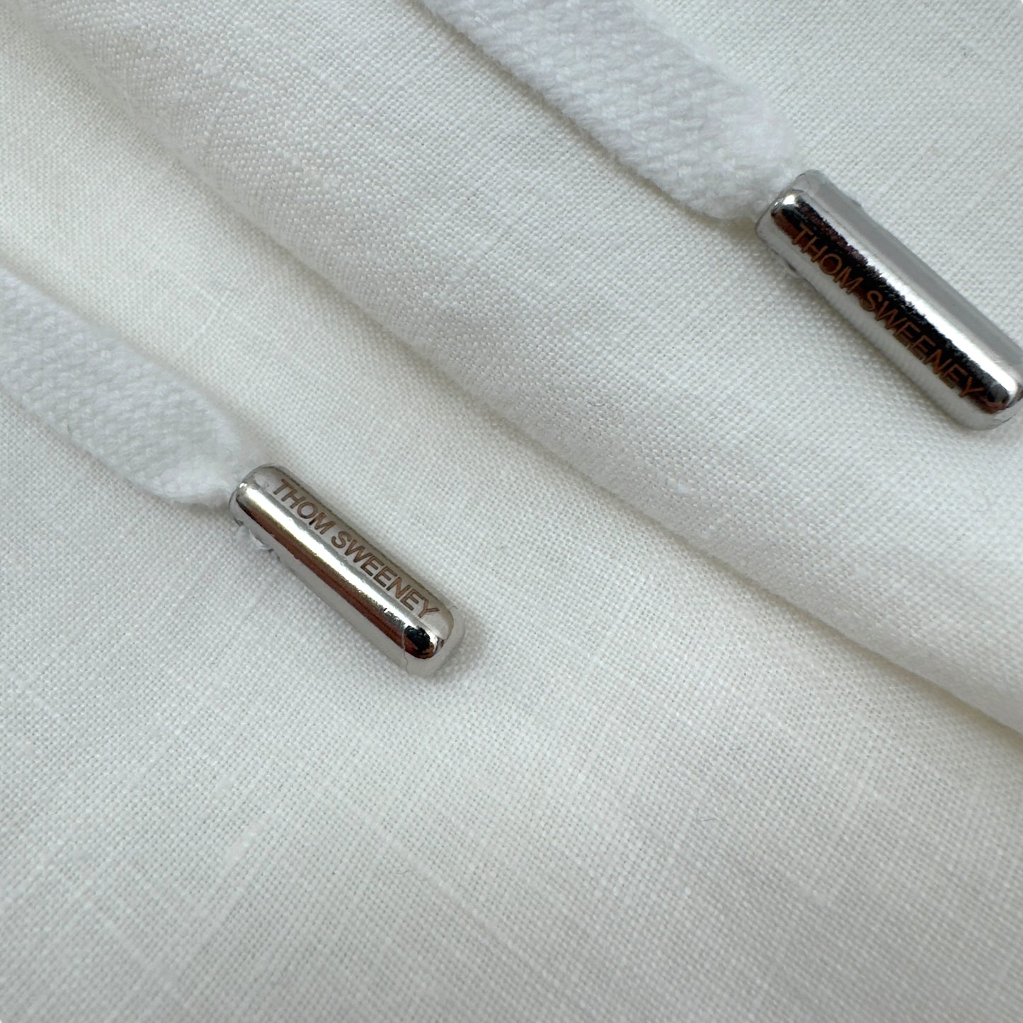 THOM SWEENEY LINEN DRAWSTRING TROUSERS WHITE M