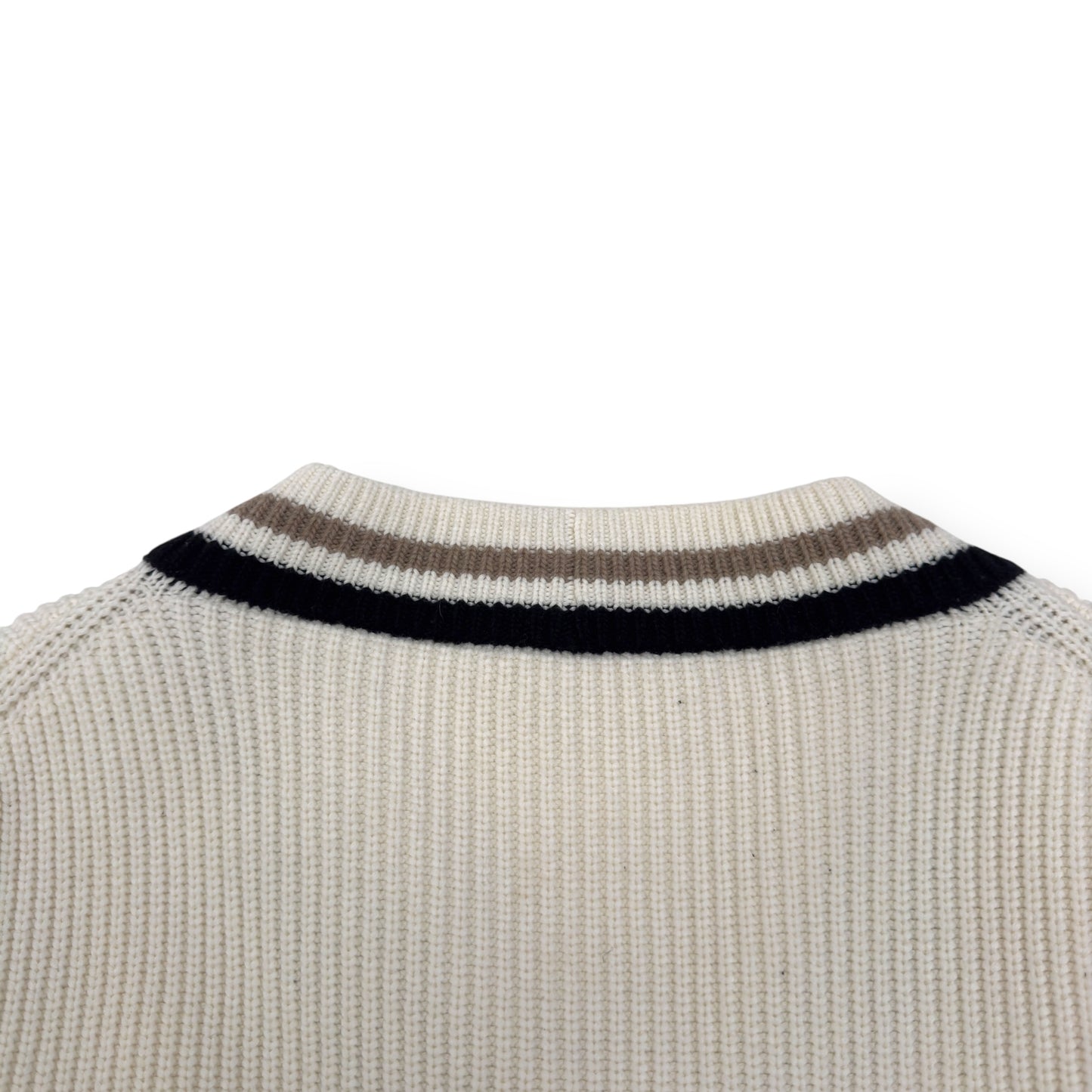 LOUIS VUITTON OVERSIZED V-NECK WOOL SWEATER WHITE S