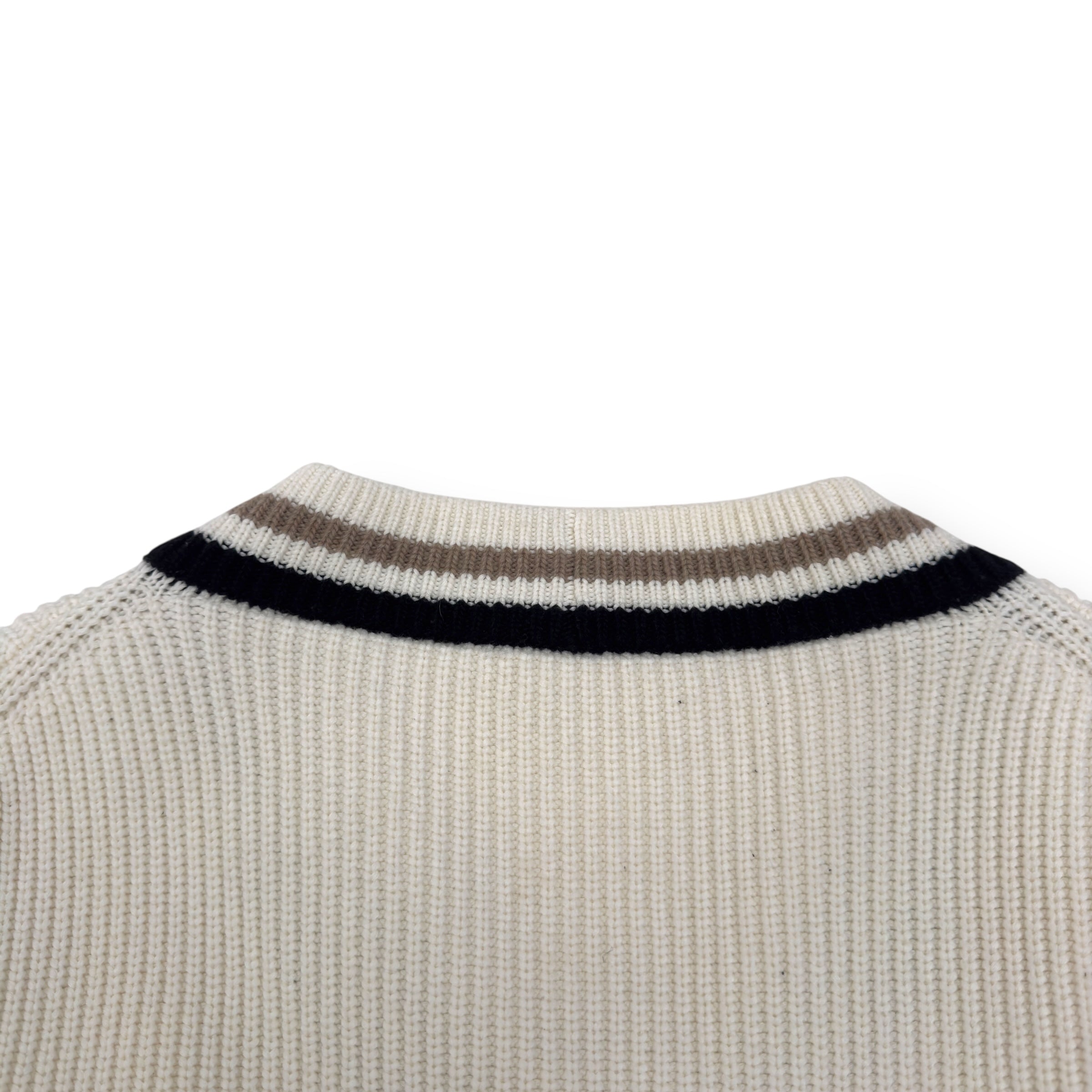 LOUIS VUITTON OVERSIZED V-NECK WOOL SWEATER WHITE S
