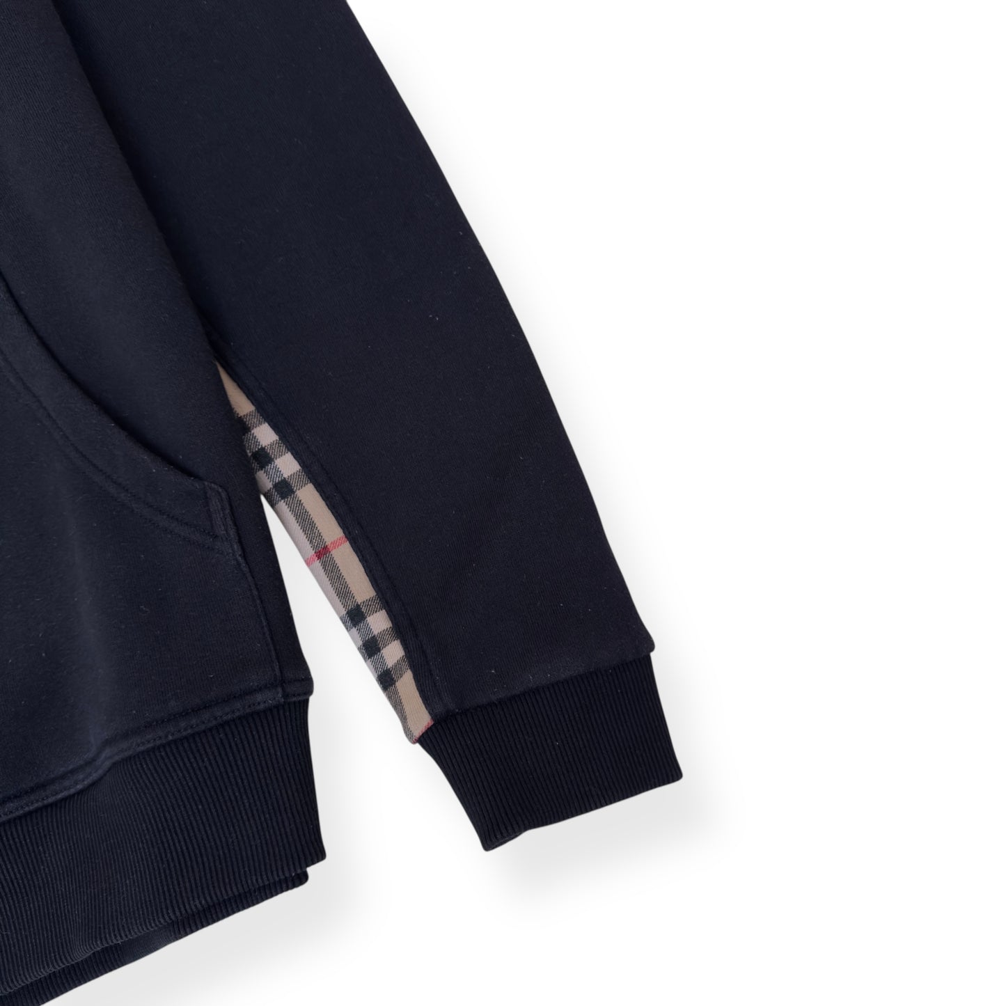 BURBERRY CHECK PANEL HOODIE BLACK M