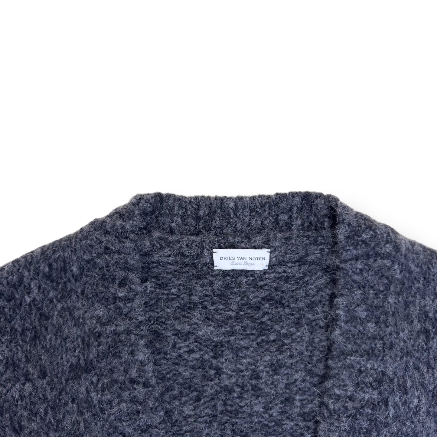 DRIES VAN NOTEN ALPACA / WOOL BLEND CARDIGAN GREY XL
