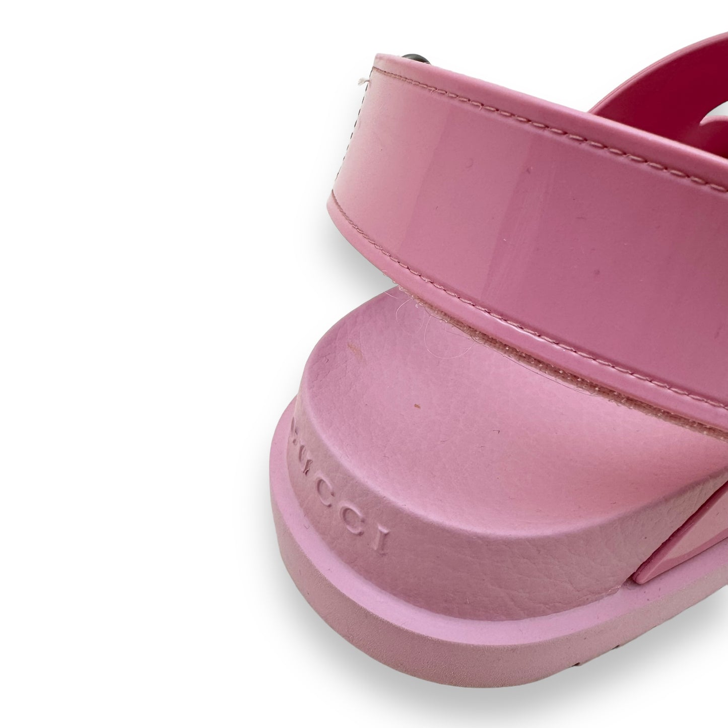 GUCCI LOGO-EMBOSSED RUBBER SANDALS PINK UK5