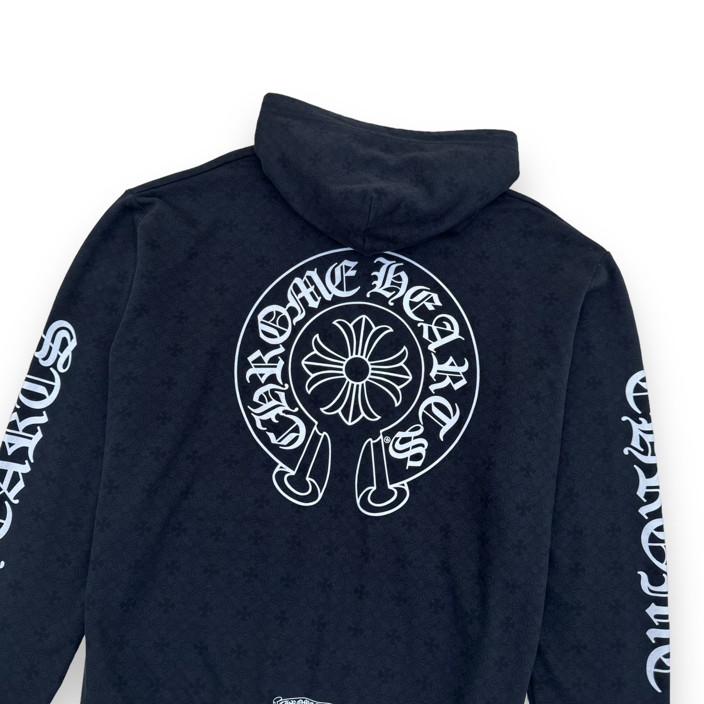 CHROME HEARTS PLUS CROSS ALLOVER PRINT ZIP-UP HOODIE BLACK L