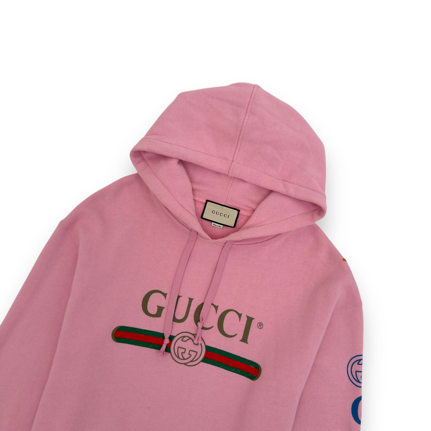 GUCCI VINTAGE LOGO DRAGON HOODIE PINK XXL