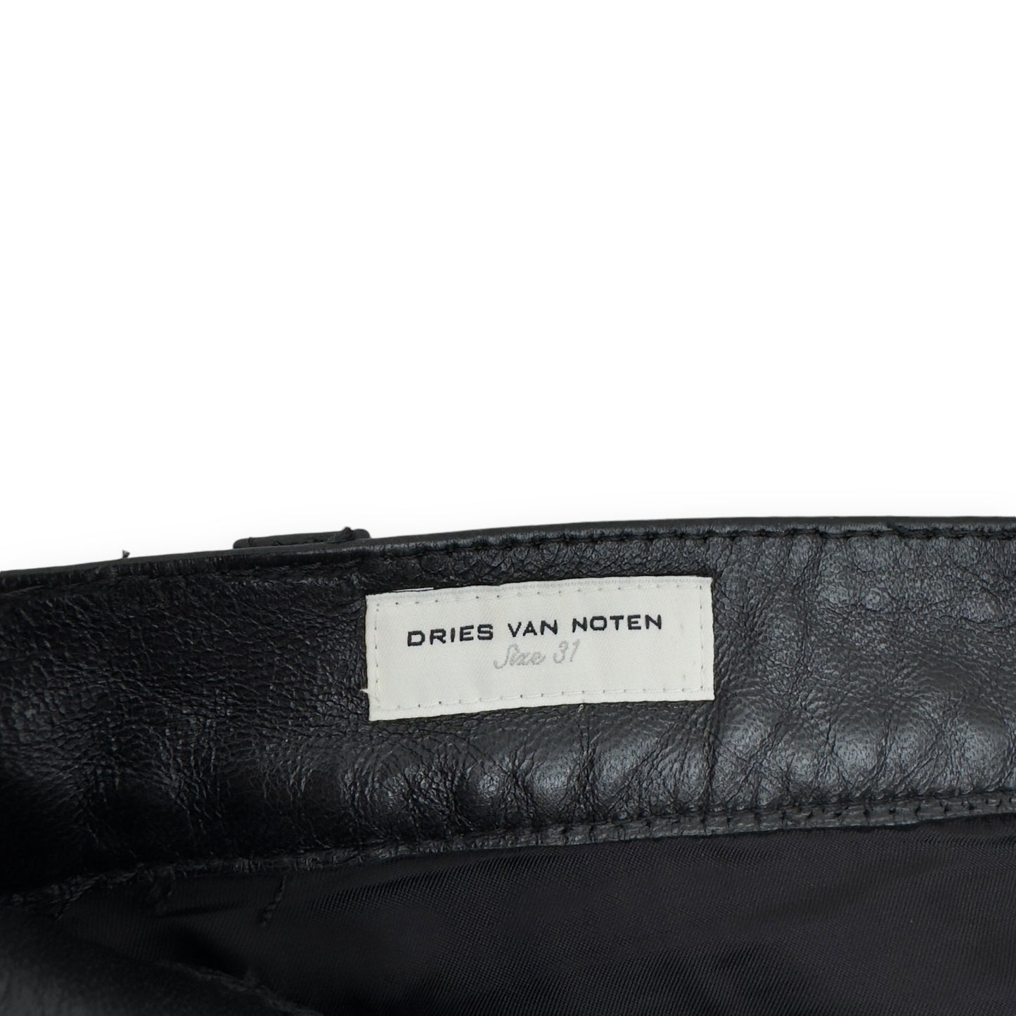 DRIES VAN NOTEN LEATHER STRAIGHT LEG TROUSERS 34"