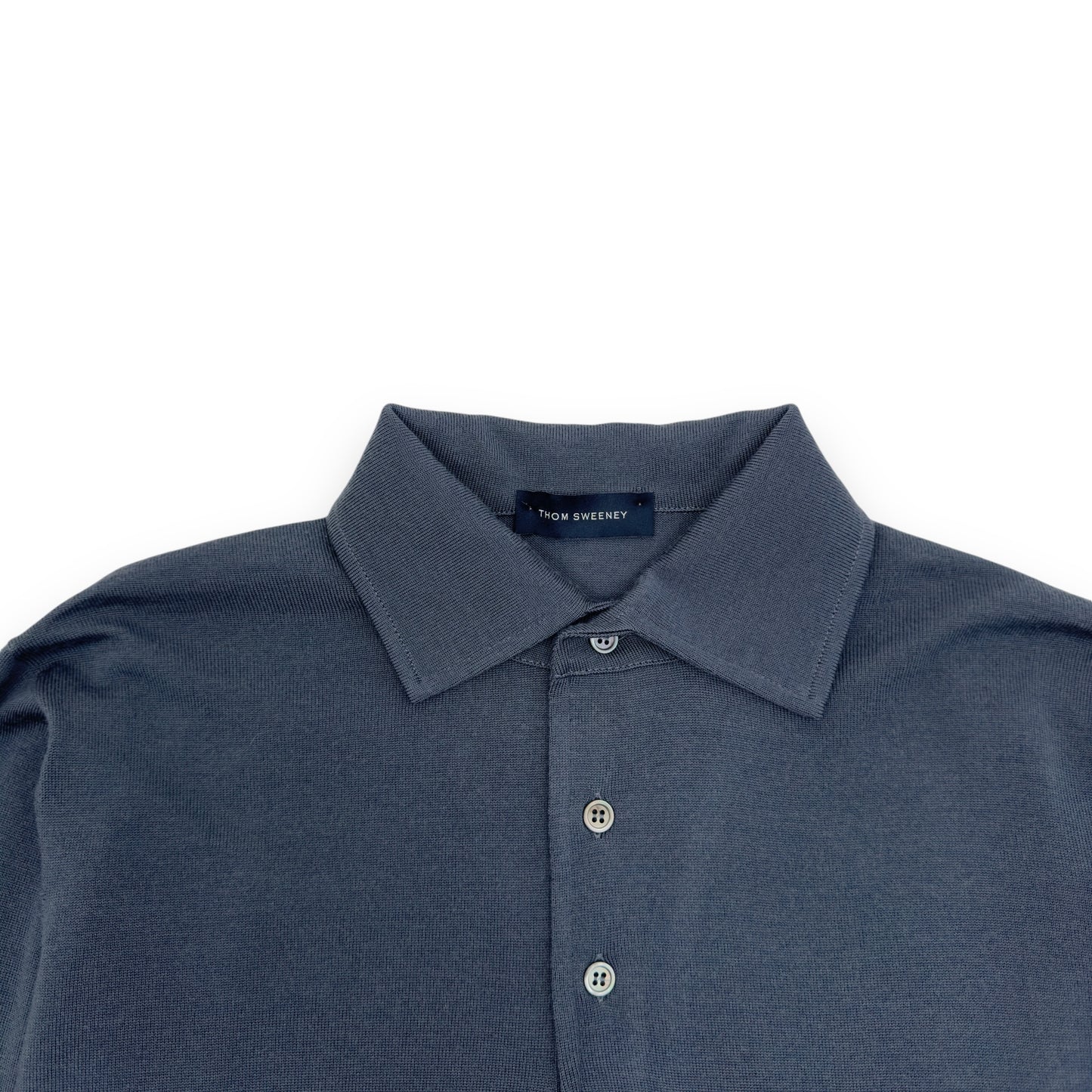 THOM SWEENEY MERINO WOOL POLO SHIRT BLUE L