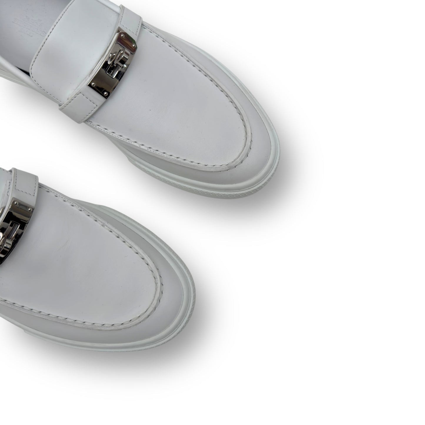 HERMÈS GAME SLIP-ON LEATHER SNEAKER WHITE / SILVER EU42.5 / UK8.5