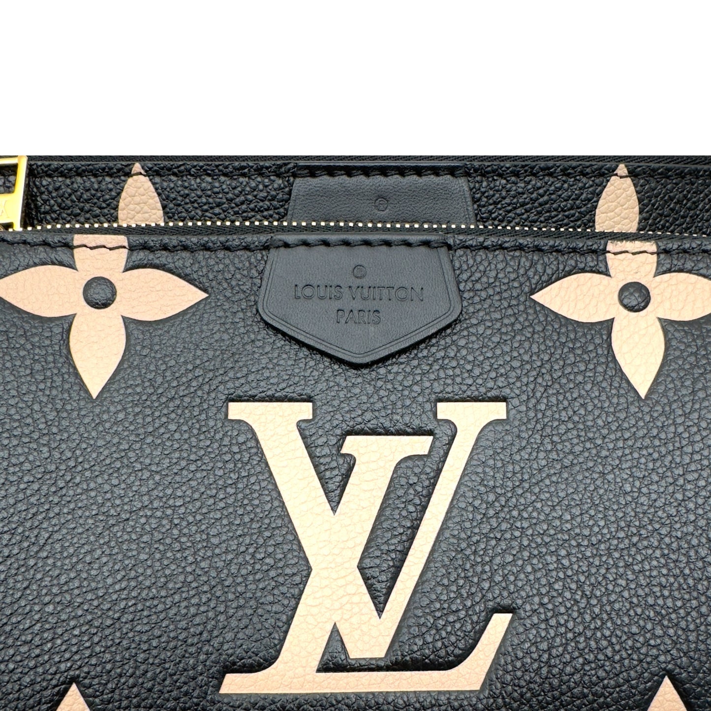 LOUIS VUITTON MULTI POUCHETTE ACCESSORIES MONOGRAM EMPREINTE LEATHER BAG BLACK / CREAM