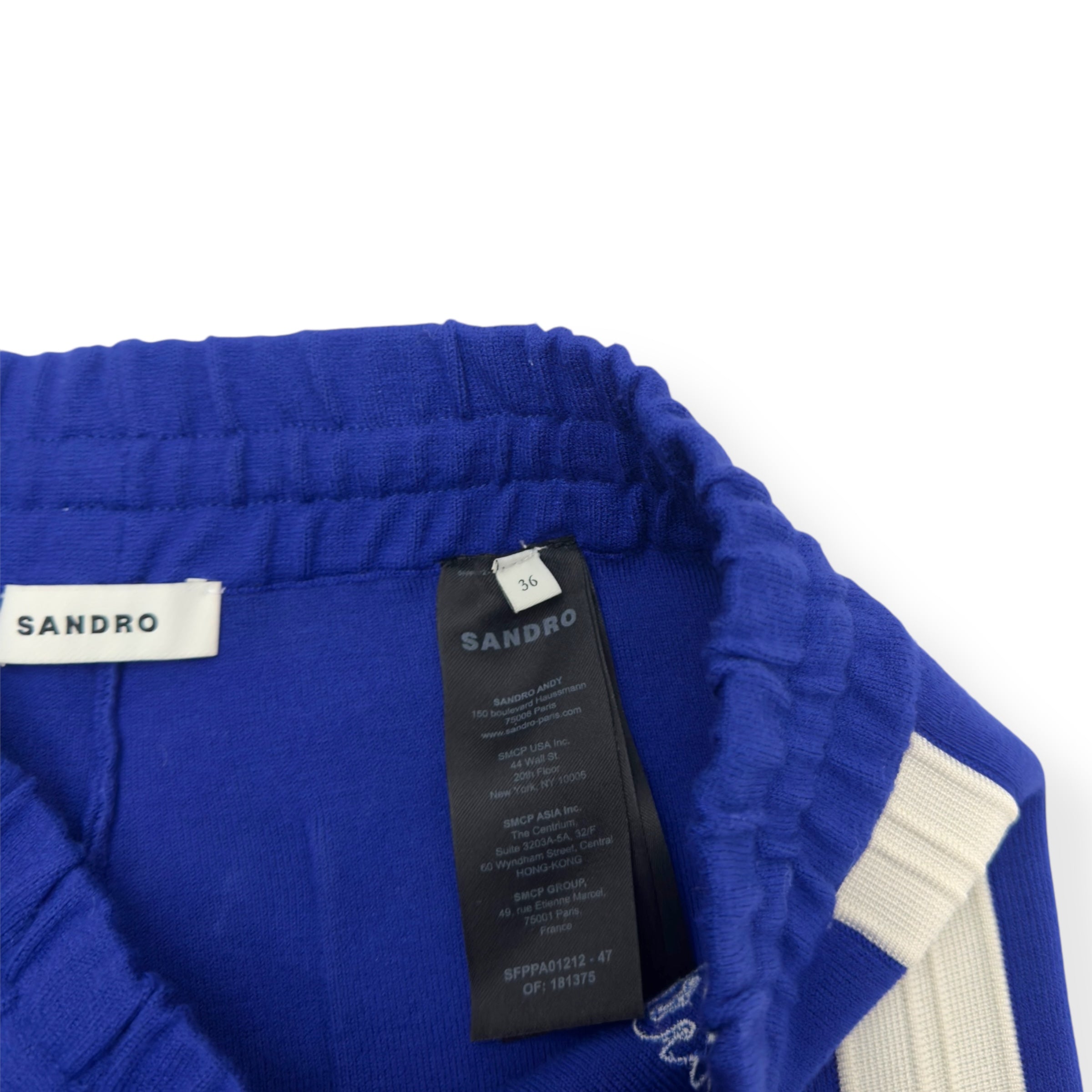 SANDRO PARIS KNITTED SWEATPANTS BLUE / WHITE 36 / UK8 / S