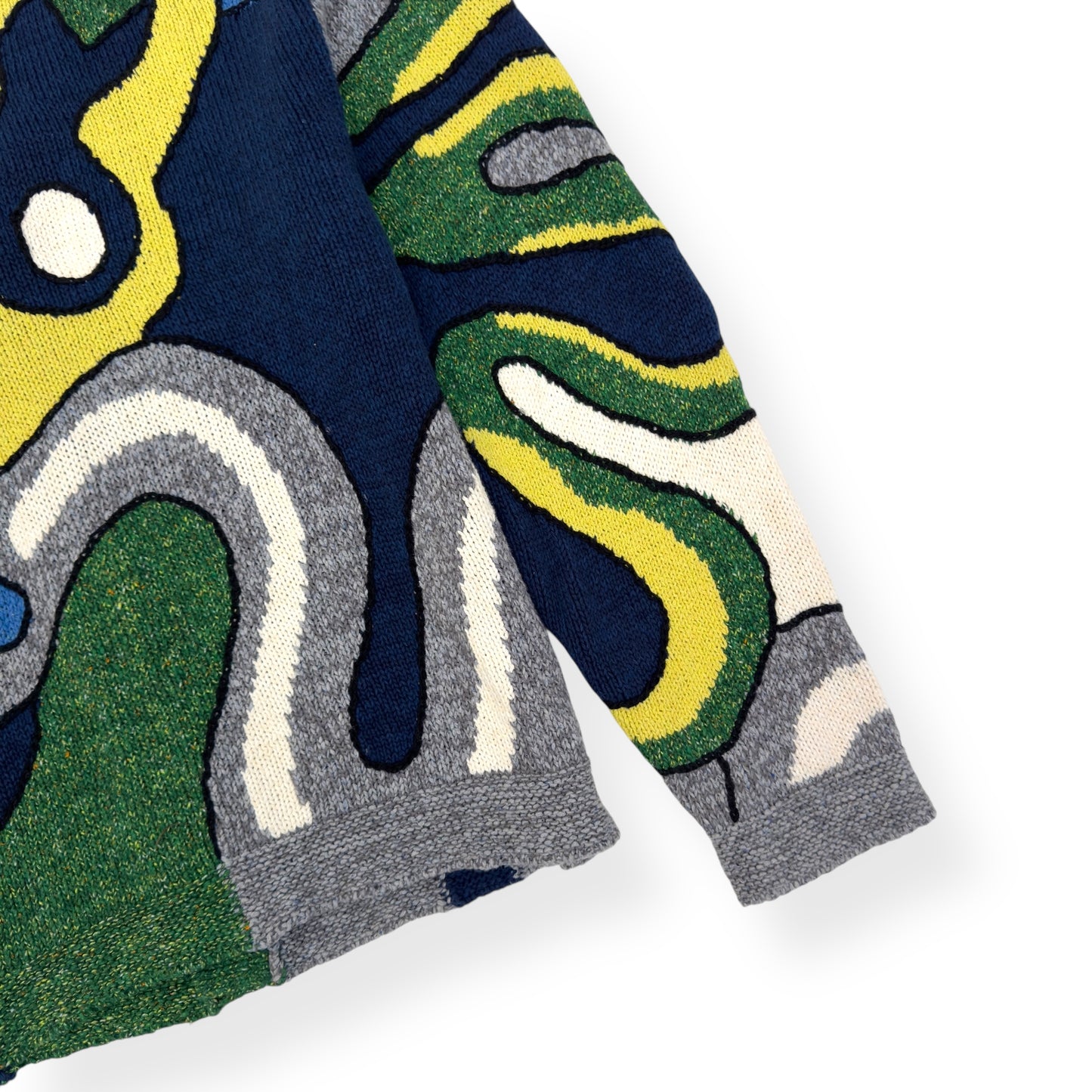 KENZO PARIS V-NECK ABSTRACT CARDIGAN GREEN / YELLOW L