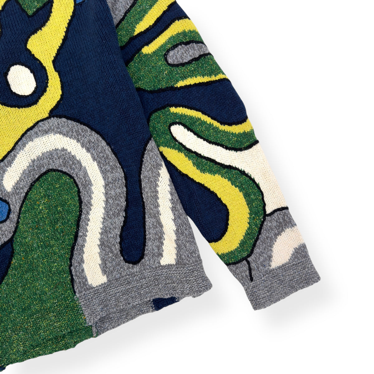 KENZO PARIS V-NECK ABSTRACT CARDIGAN GREEN / YELLOW L
