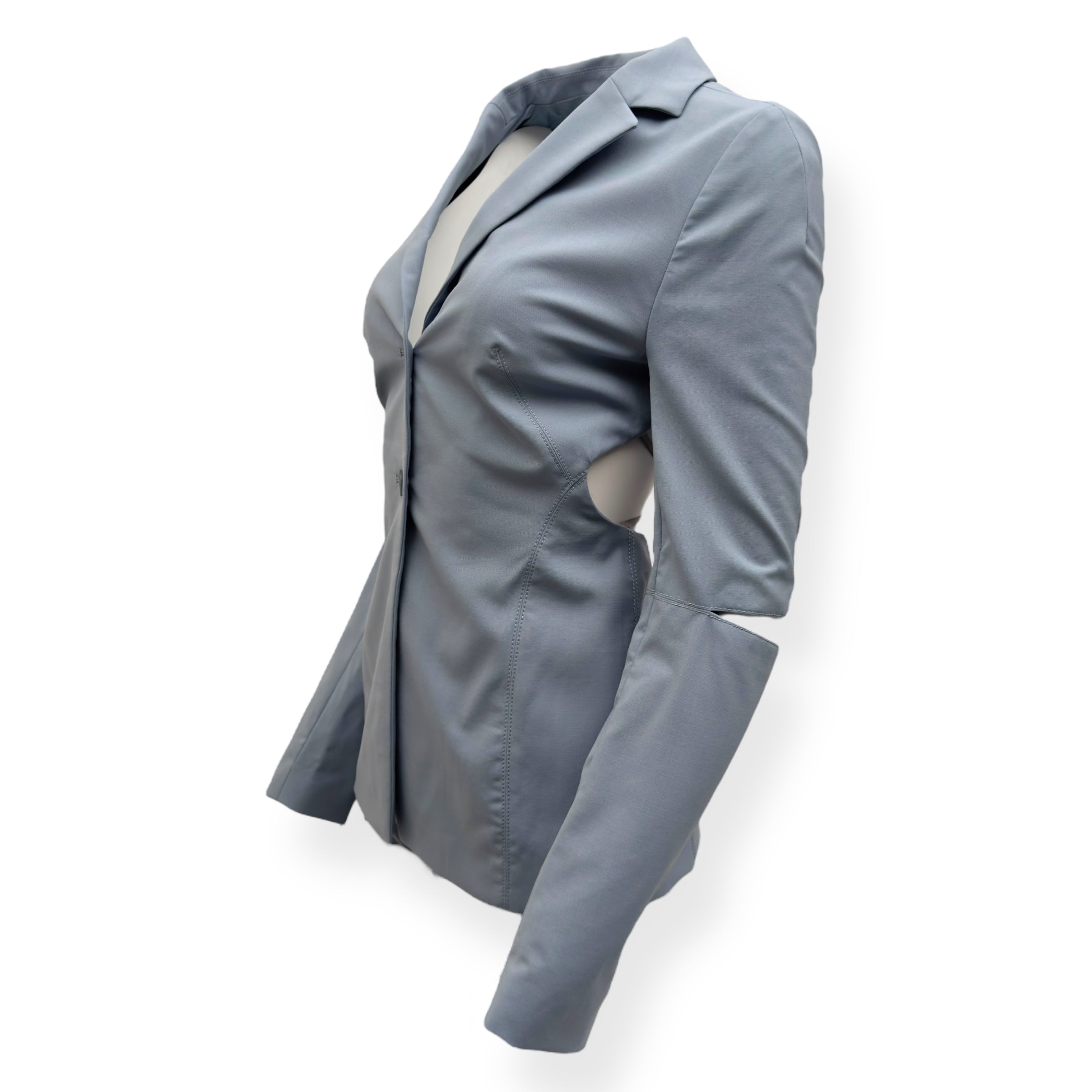 JACQUEMUS LE SPLASH MELO CUT-OUT STRETCH-WOOL SUIT BLUE 36 / XS